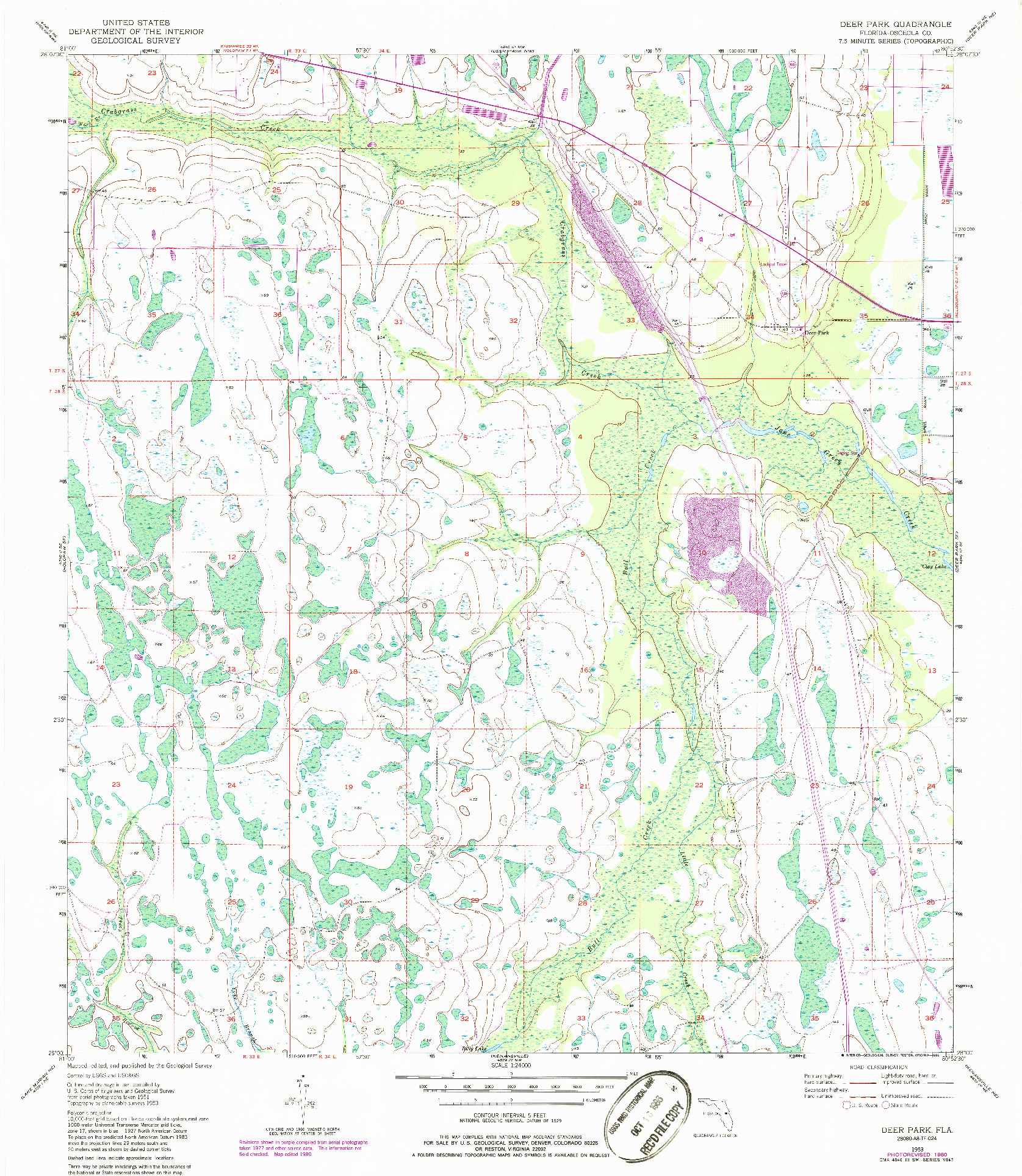 USGS 1:24000-SCALE QUADRANGLE FOR DEER PARK, FL 1953