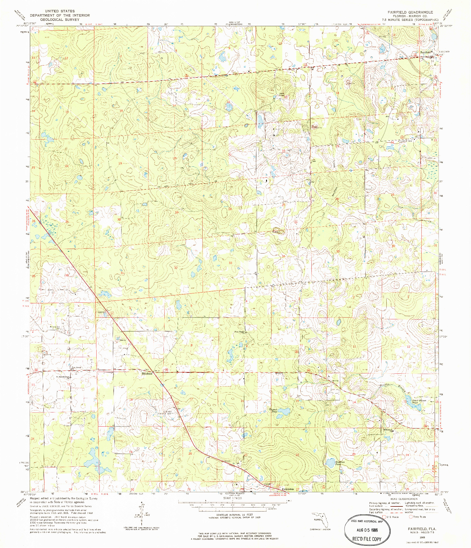 USGS 1:24000-SCALE QUADRANGLE FOR FAIRFIELD, FL 1968