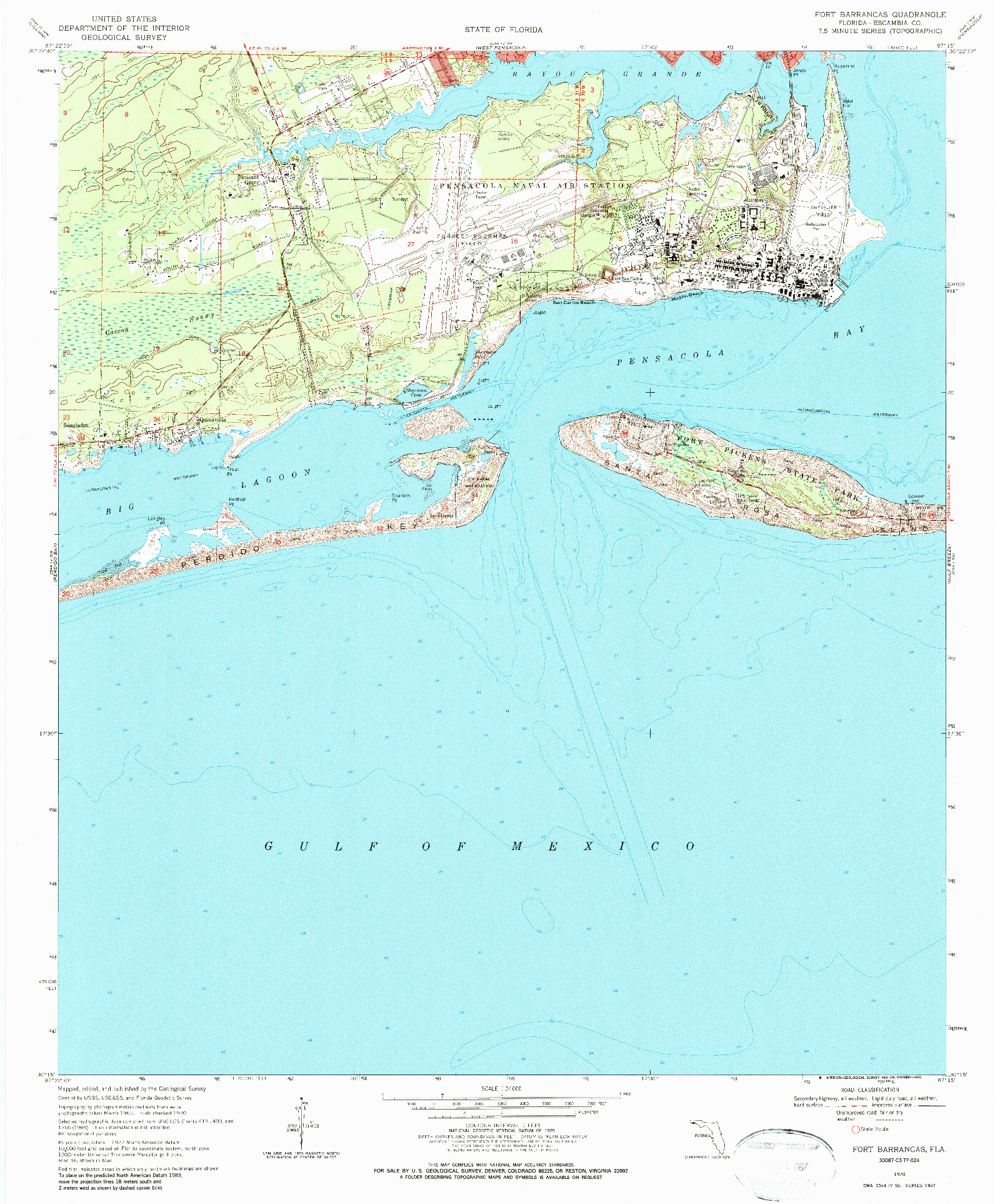 USGS 1:24000-SCALE QUADRANGLE FOR FORT BARRANCAS, FL 1970