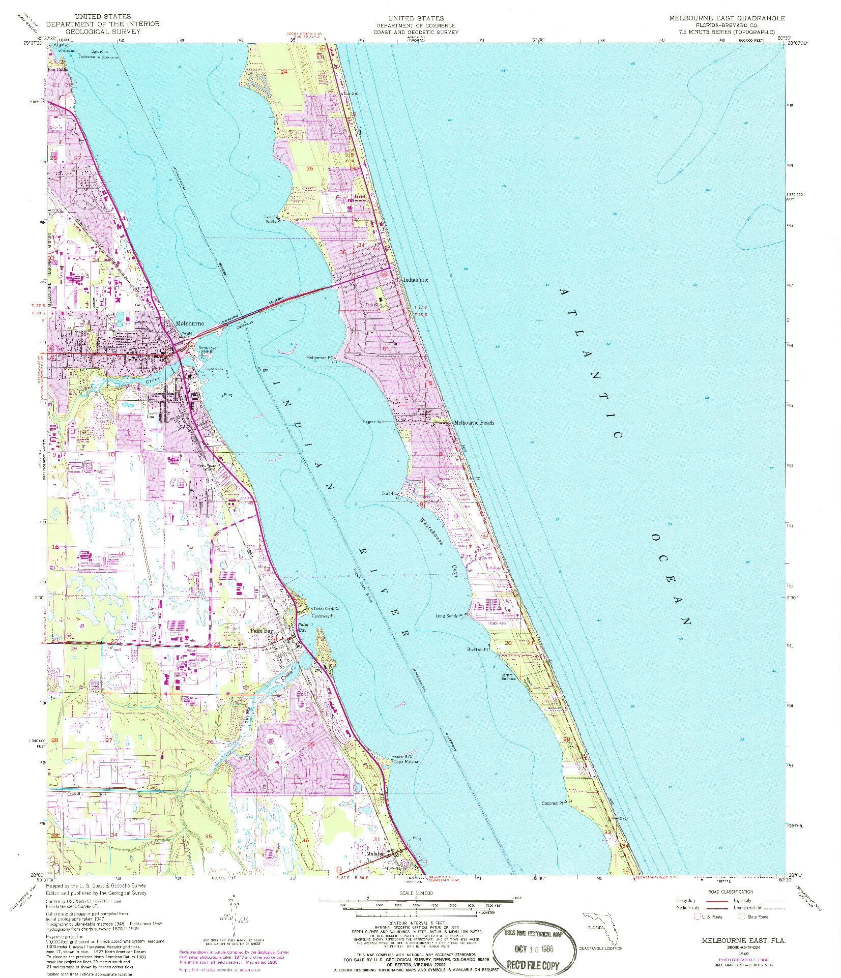 USGS 1:24000-SCALE QUADRANGLE FOR MELBOURNE EAST, FL 1949