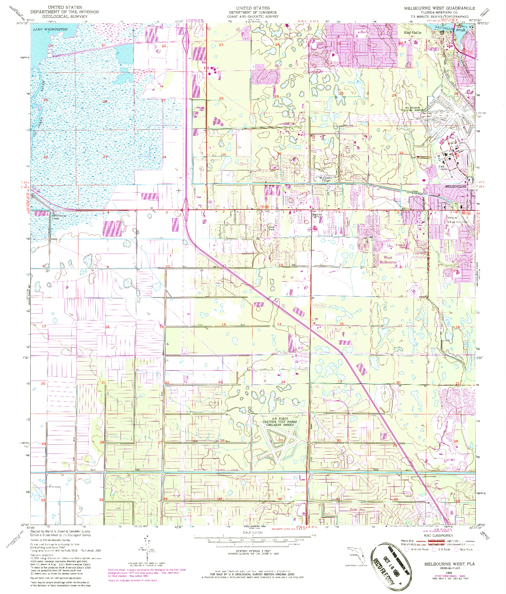 USGS 1:24000-SCALE QUADRANGLE FOR MELBOURNE WEST, FL 1949