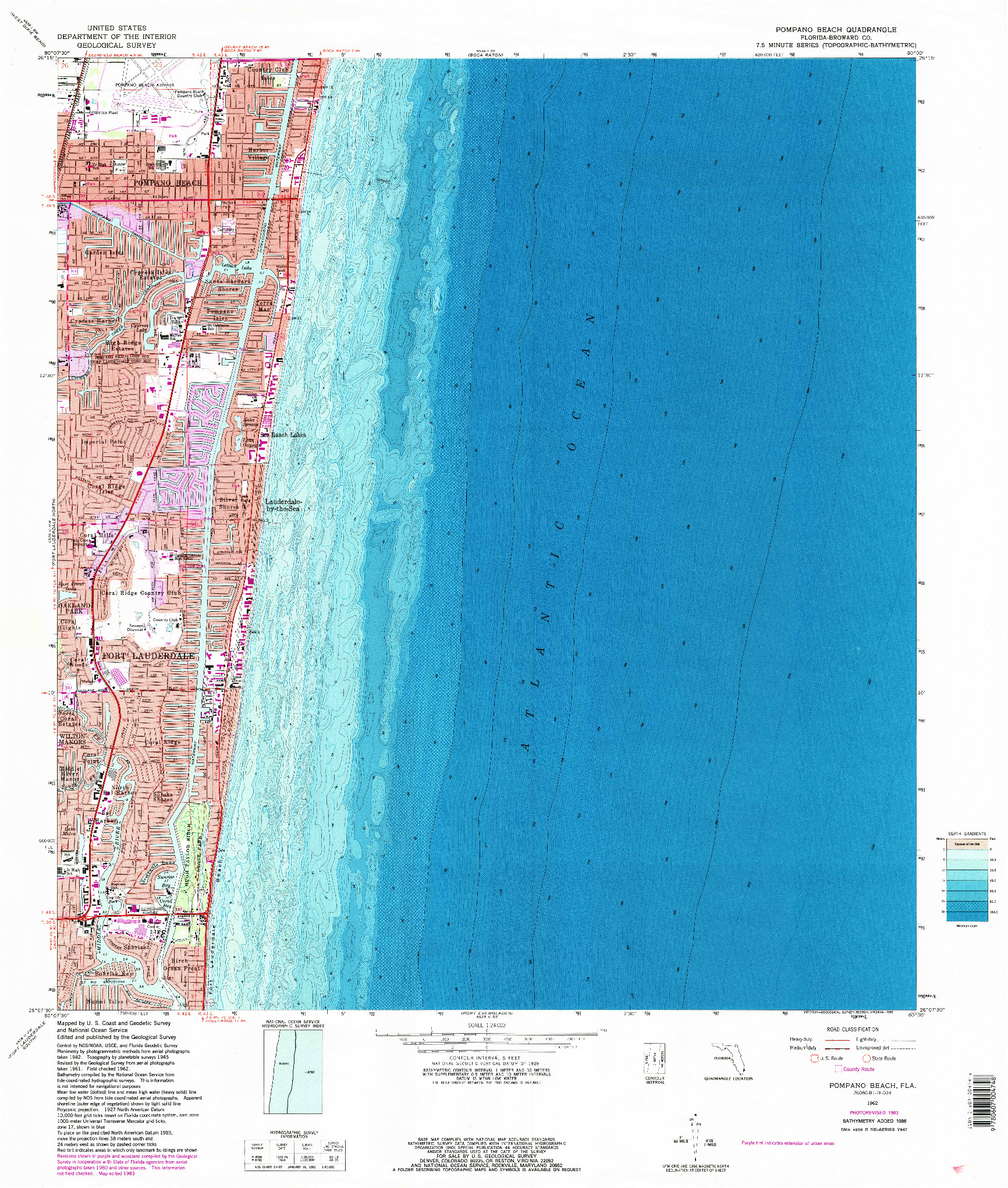 USGS 1:24000-SCALE QUADRANGLE FOR POMPANO BEACH, FL 1962