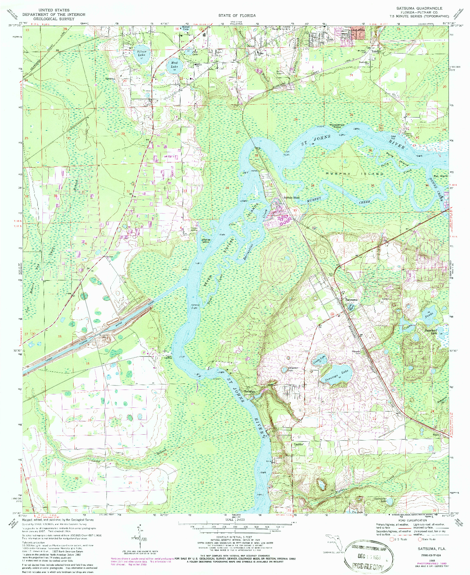 USGS 1:24000-SCALE QUADRANGLE FOR SATSUMA, FL 1968