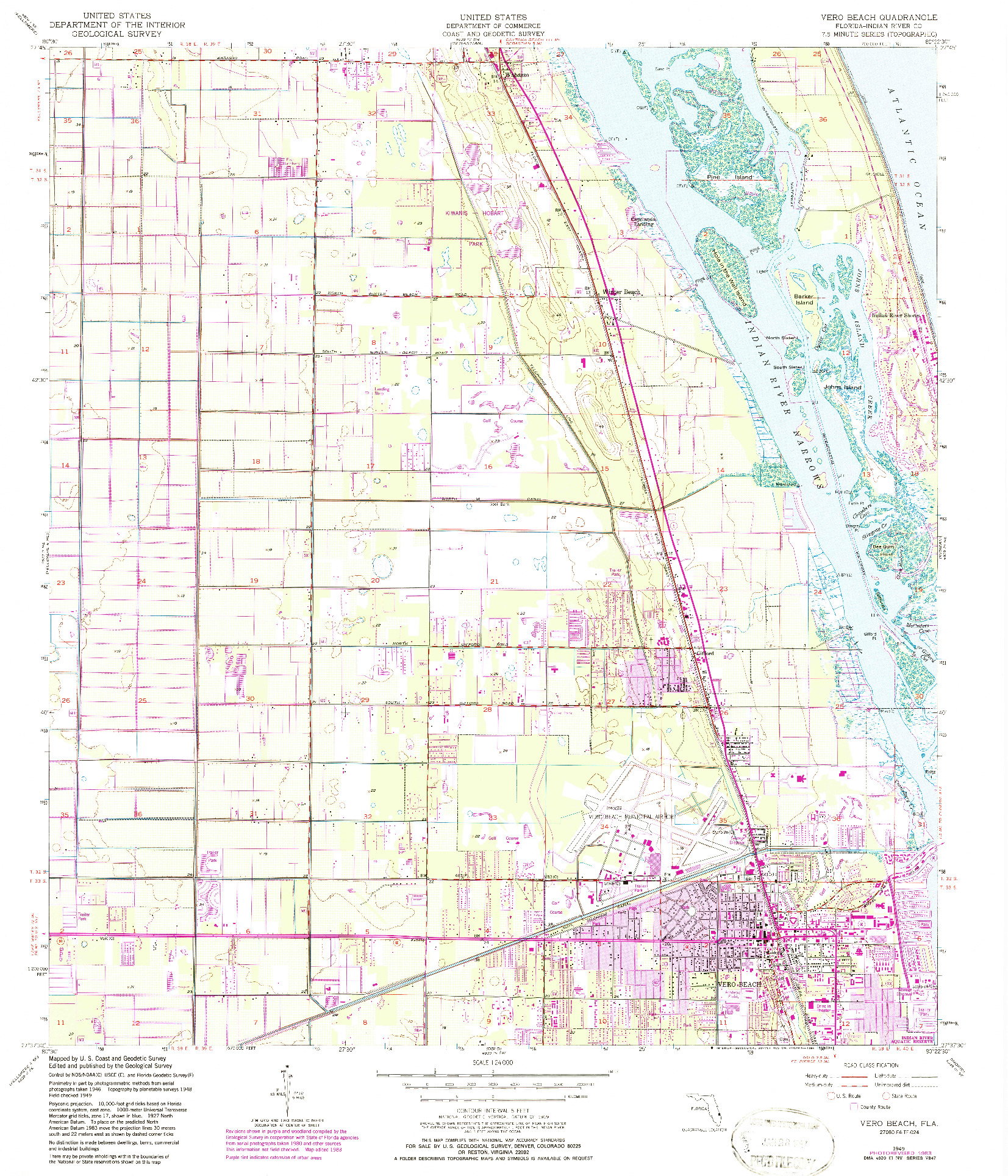 USGS 1:24000-SCALE QUADRANGLE FOR VERO BEACH, FL 1949