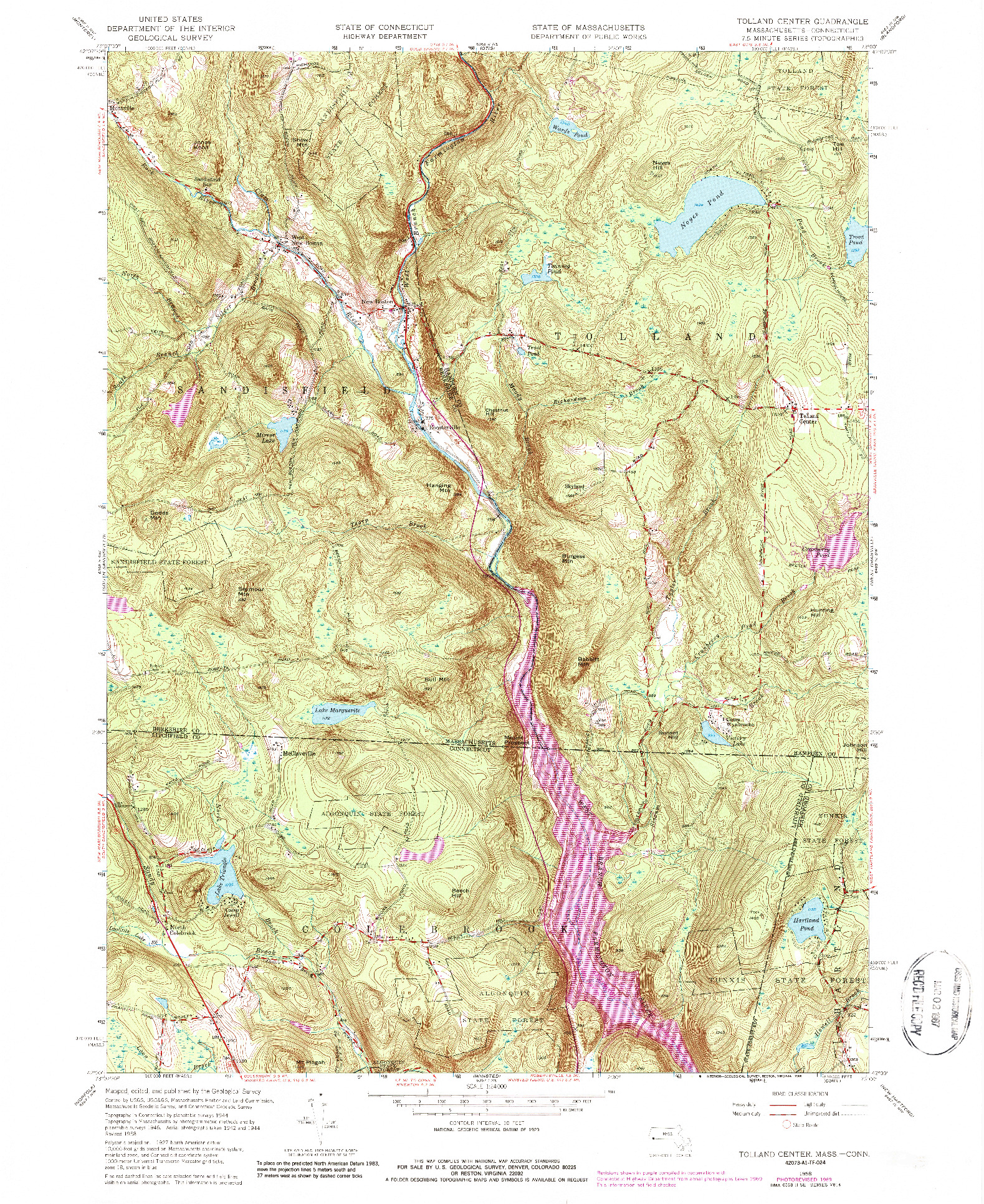 USGS 1:24000-SCALE QUADRANGLE FOR TOLLAND CENTER, MA 1958