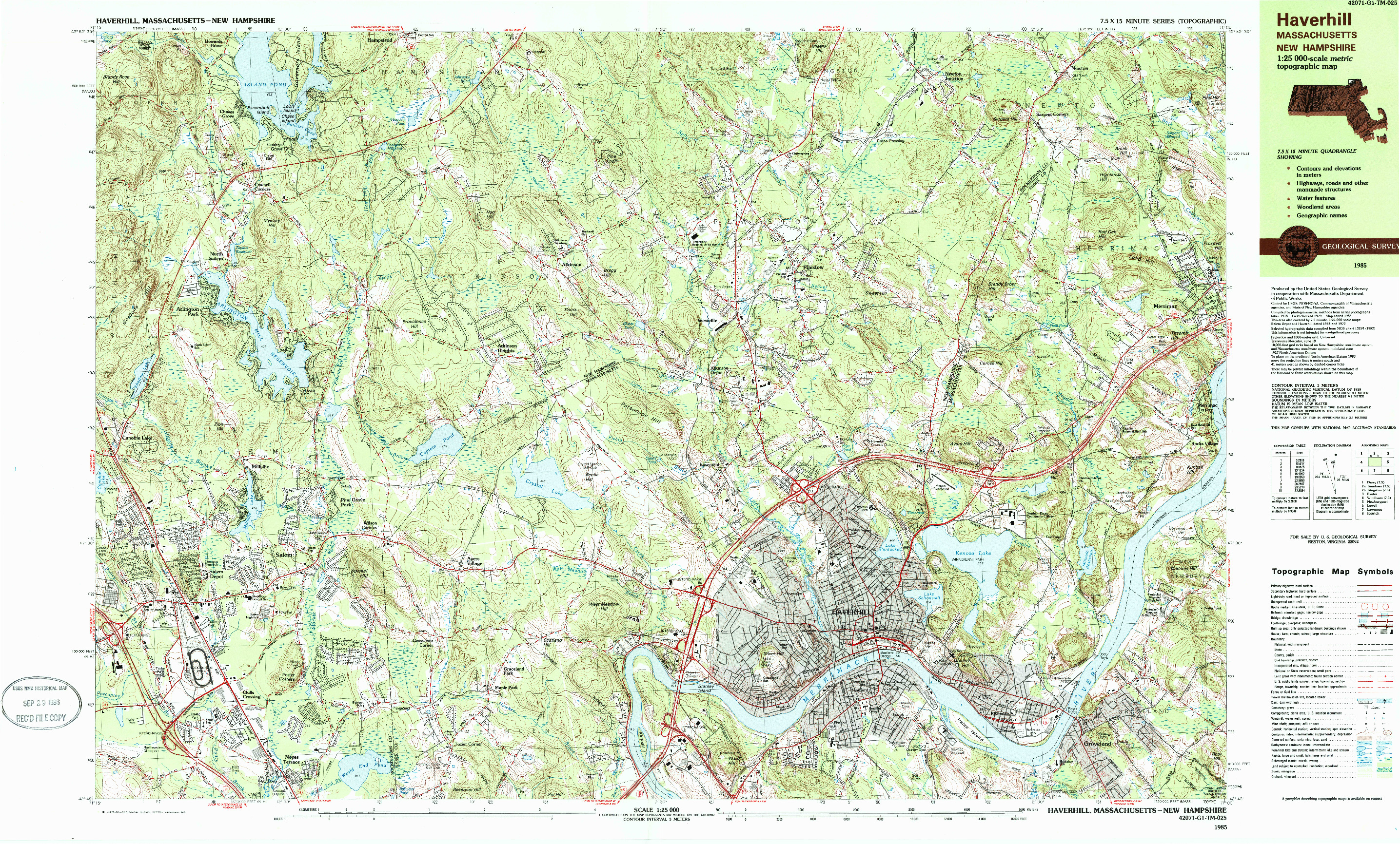 USGS 1:25000-SCALE QUADRANGLE FOR HAVERHILL, MA 1985