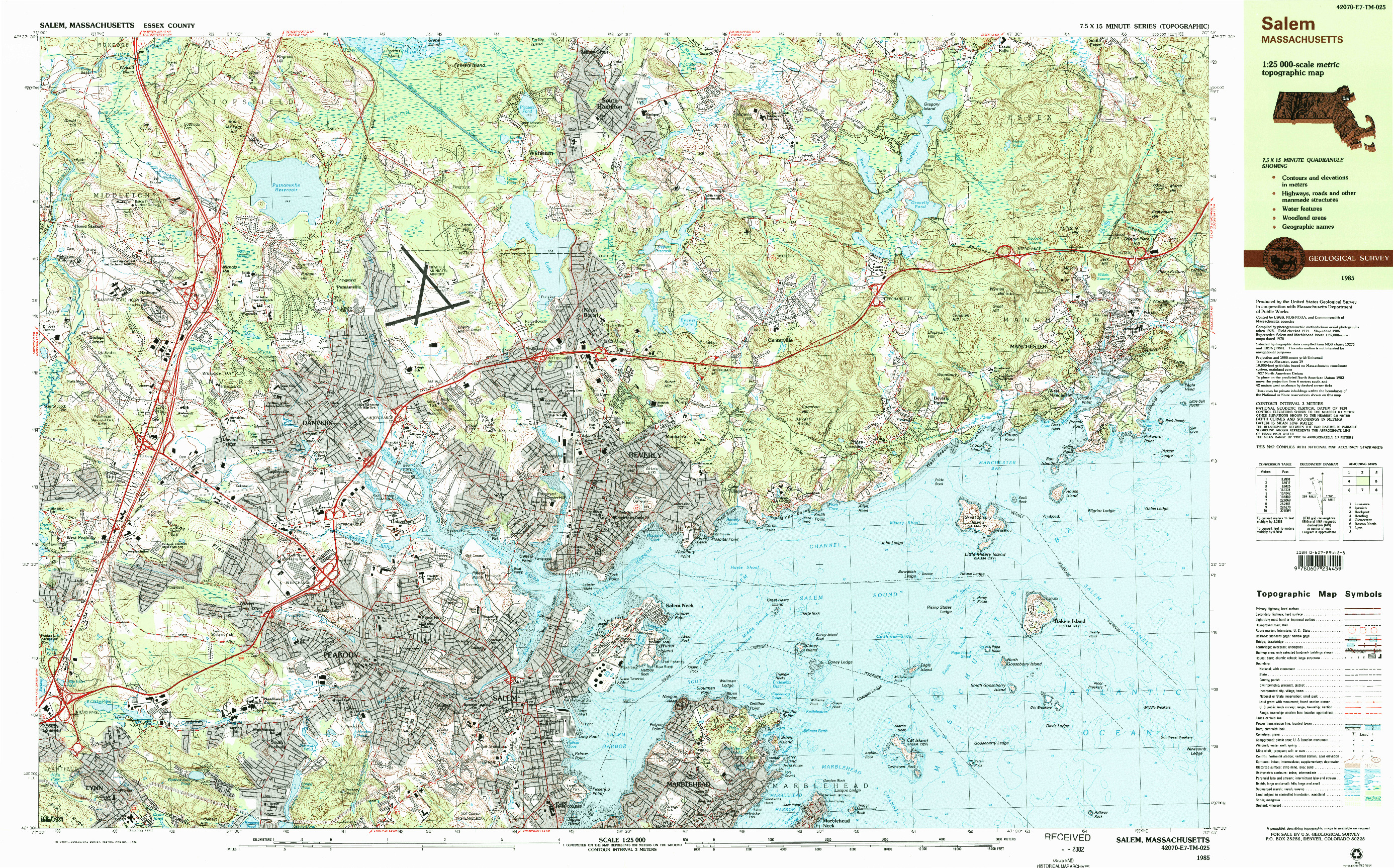 USGS 1:25000-SCALE QUADRANGLE FOR SALEM, MA 1985