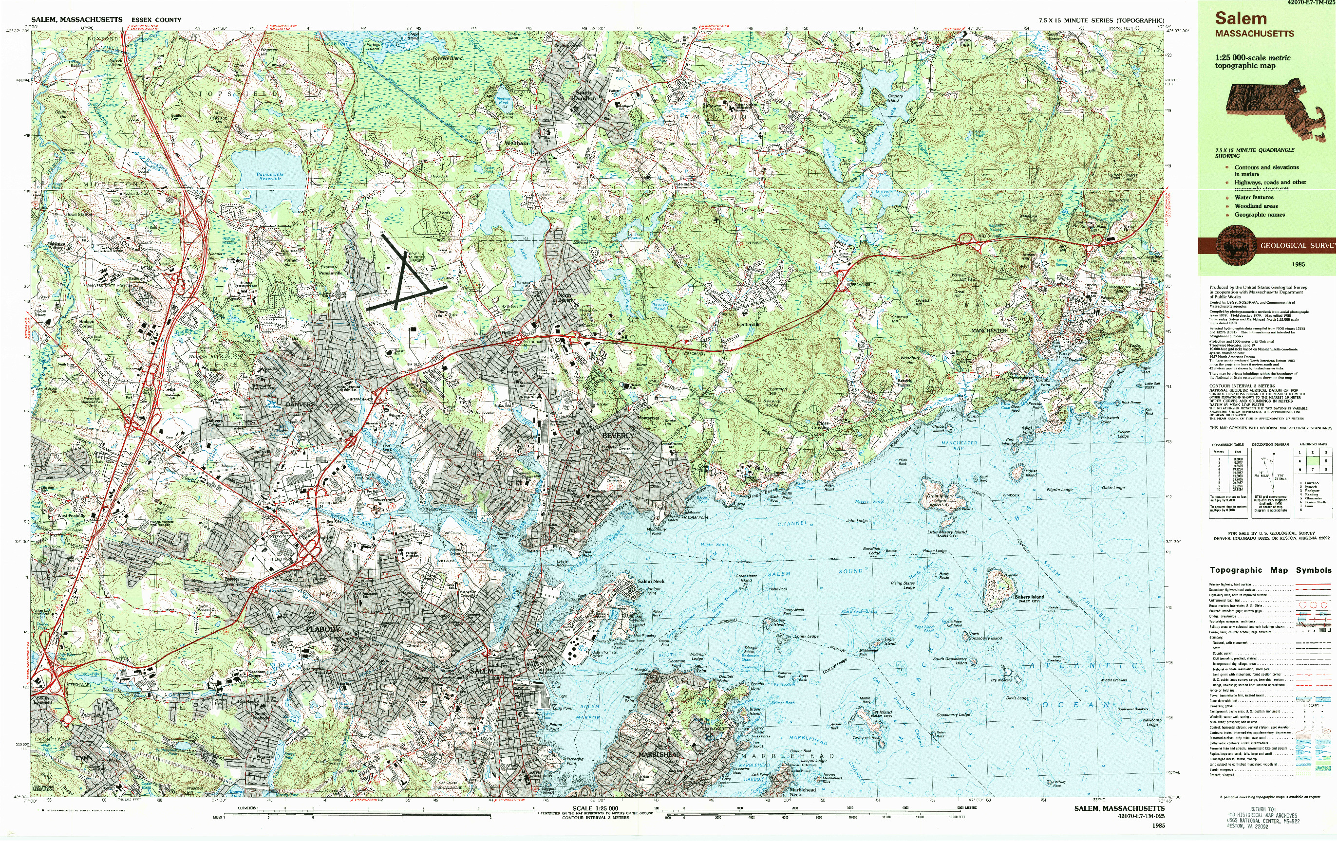 USGS 1:25000-SCALE QUADRANGLE FOR SALEM, MA 1985