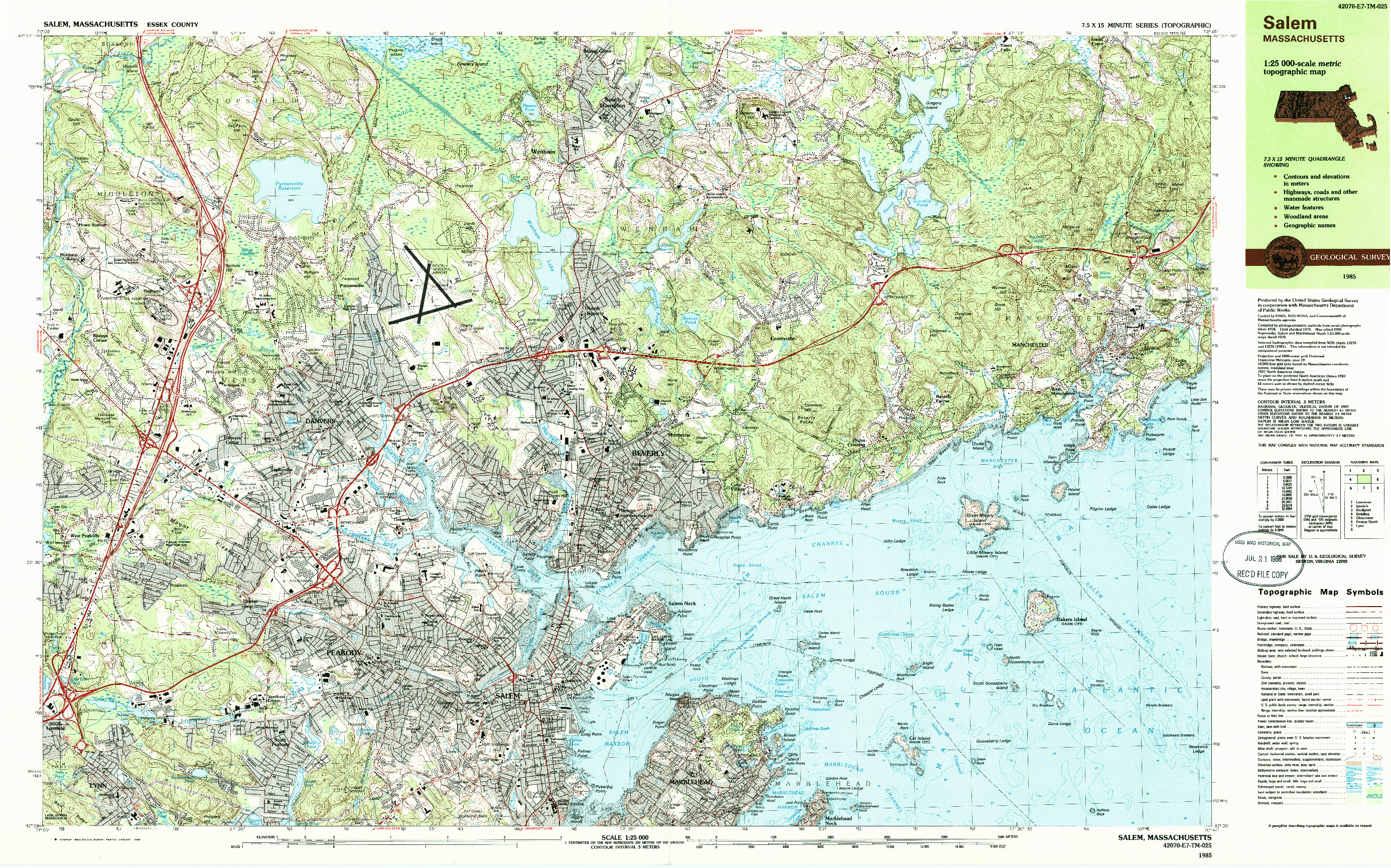 USGS 1:25000-SCALE QUADRANGLE FOR SALEM, MA 1985