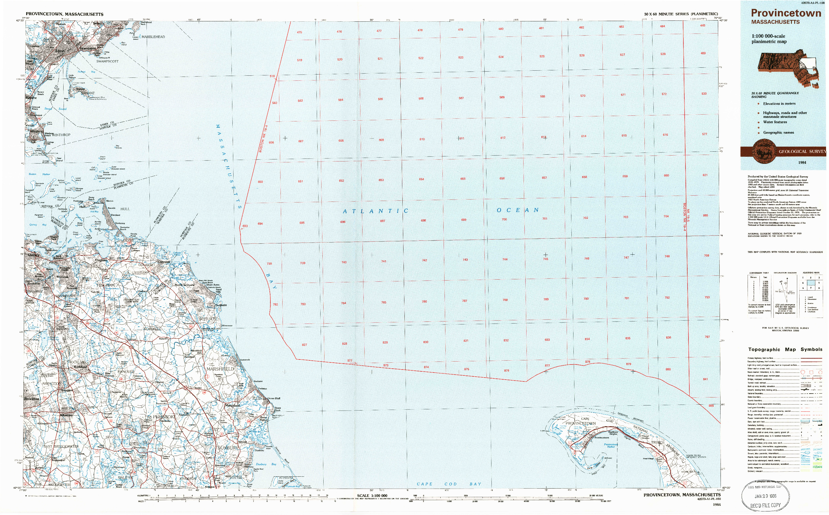 USGS 1:100000-SCALE QUADRANGLE FOR PROVINCETOWN, MA 1984
