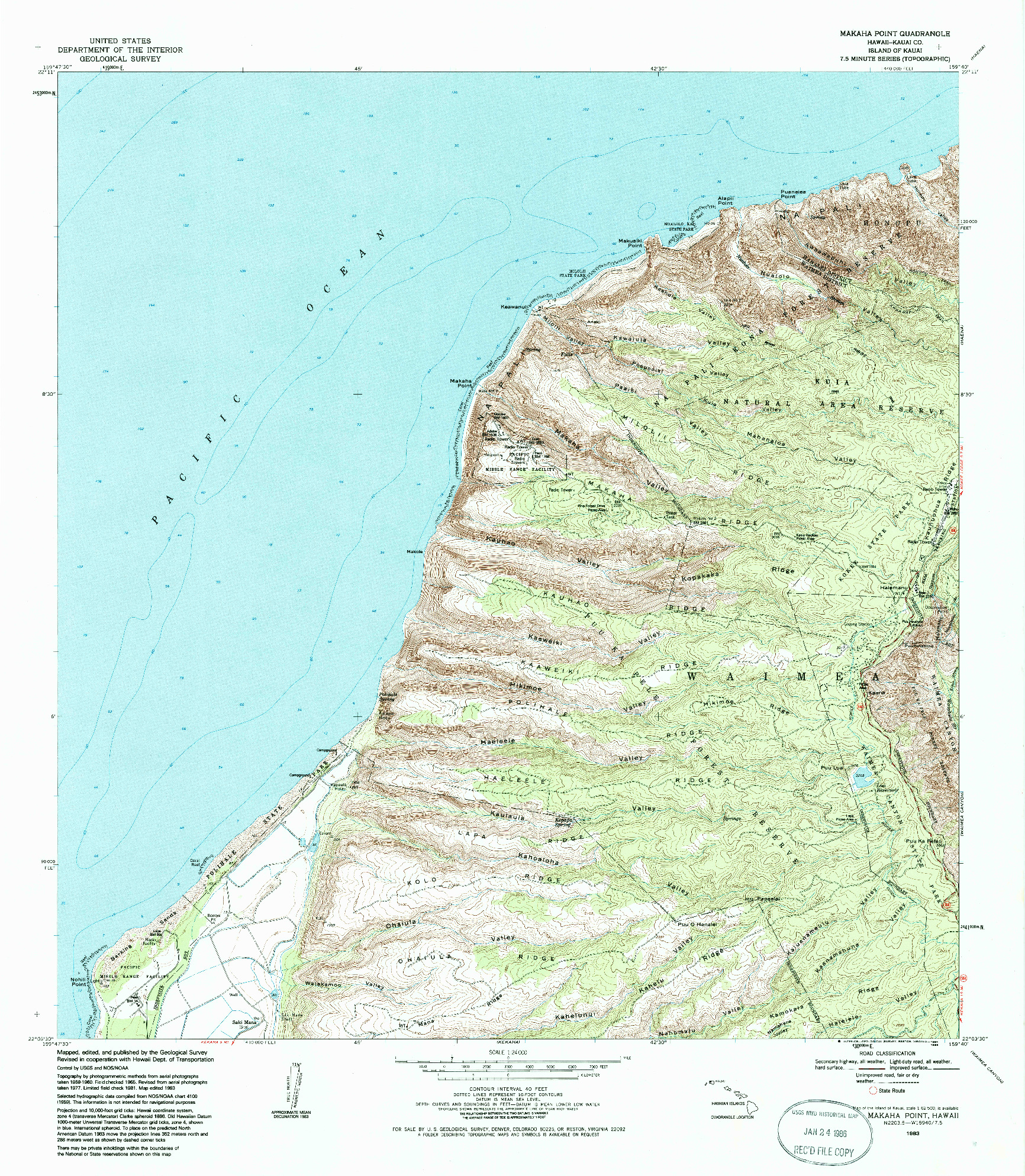 USGS 1:24000-SCALE QUADRANGLE FOR MAKAHA POINT, HI 1983