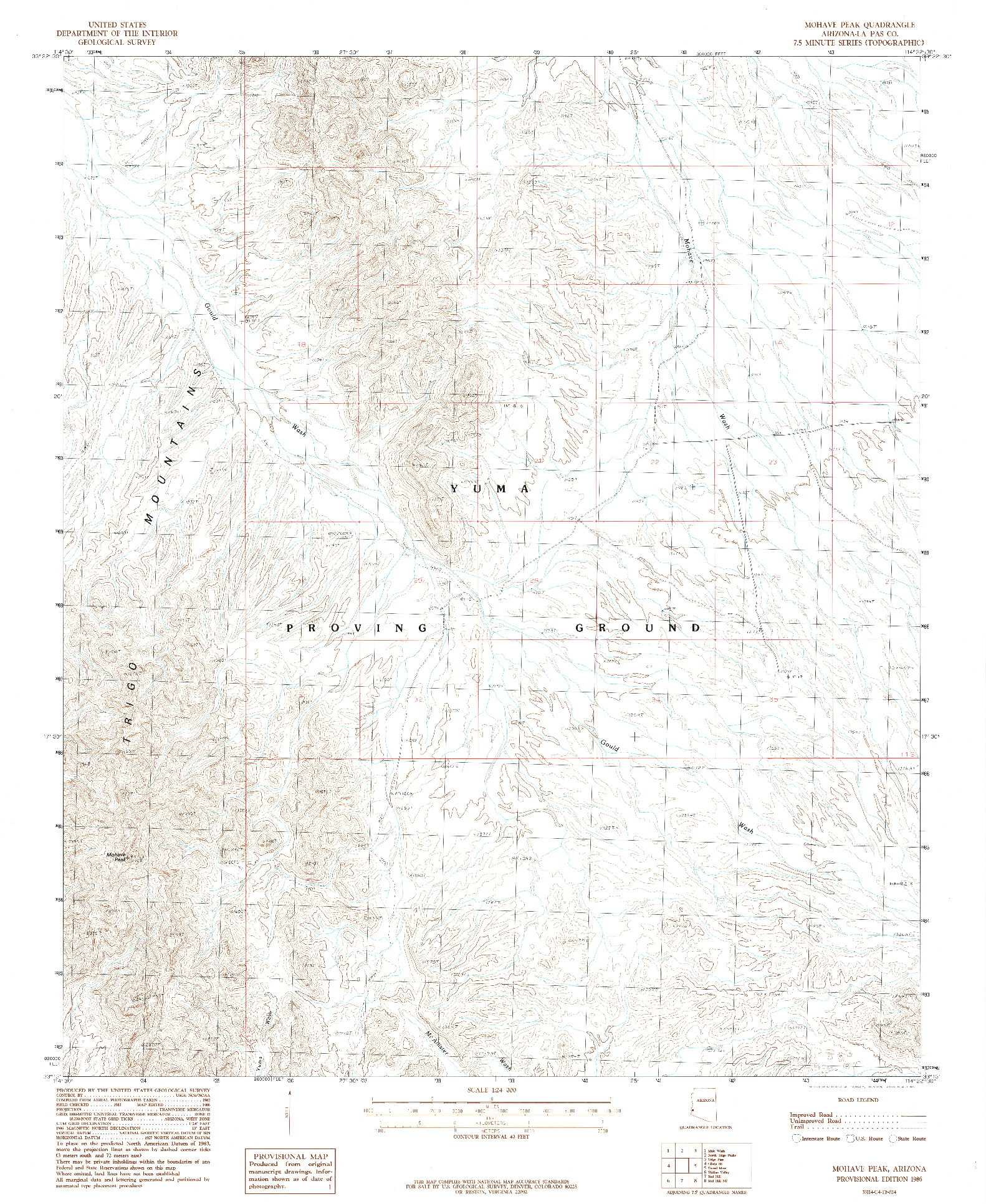 USGS 1:24000-SCALE QUADRANGLE FOR MOHAVE PEAK, AZ 1986