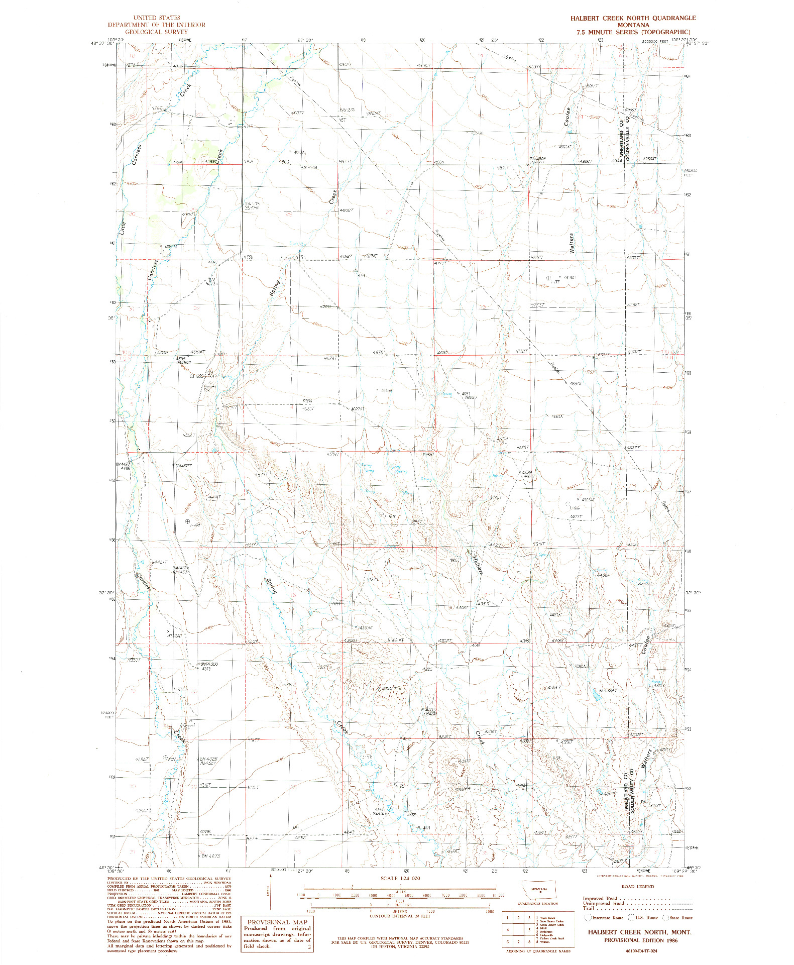 USGS 1:24000-SCALE QUADRANGLE FOR HALBERT CREEK NORTH, MT 1986