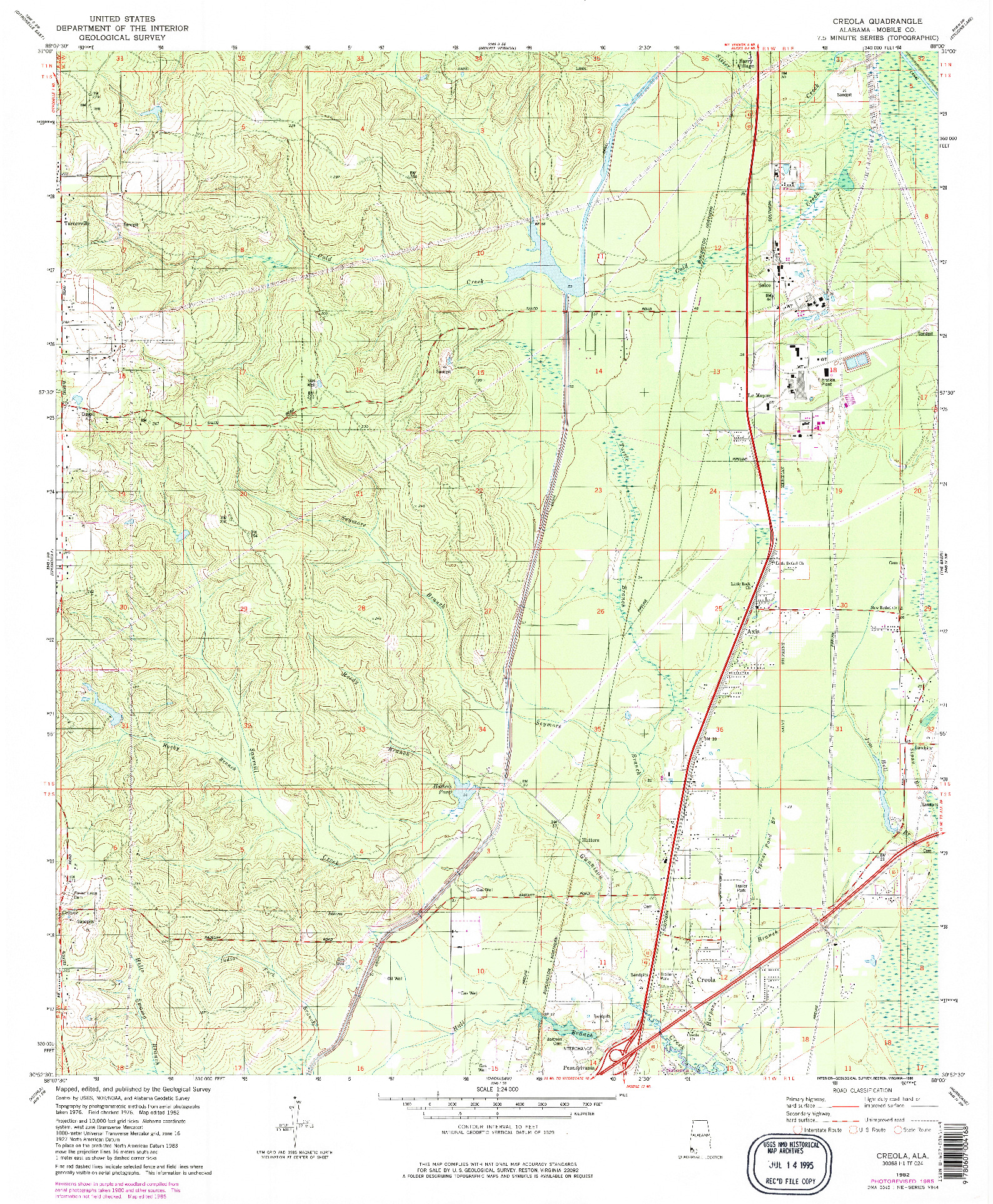 USGS 1:24000-SCALE QUADRANGLE FOR CREOLA, AL 1982