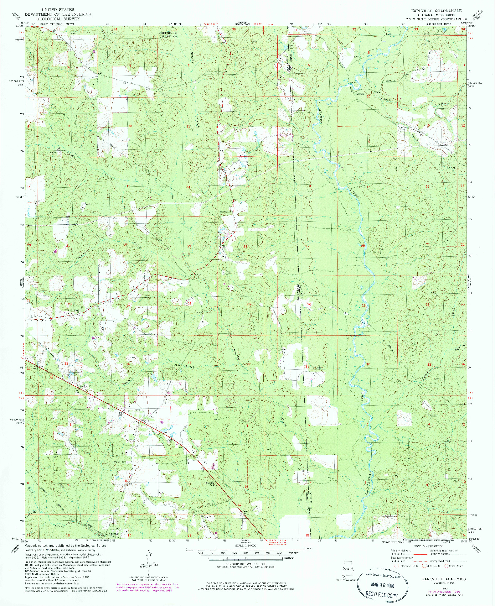 USGS 1:24000-SCALE QUADRANGLE FOR EARLVILLE, AL 1982