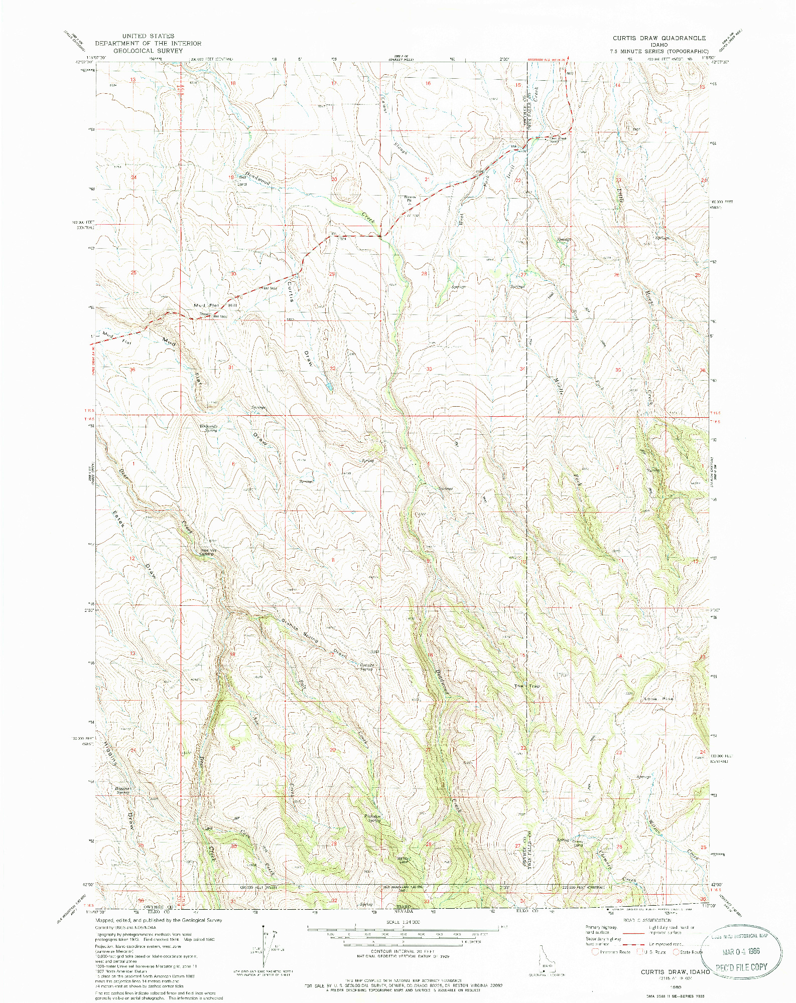 USGS 1:24000-SCALE QUADRANGLE FOR CURTIS DRAW, ID 1980