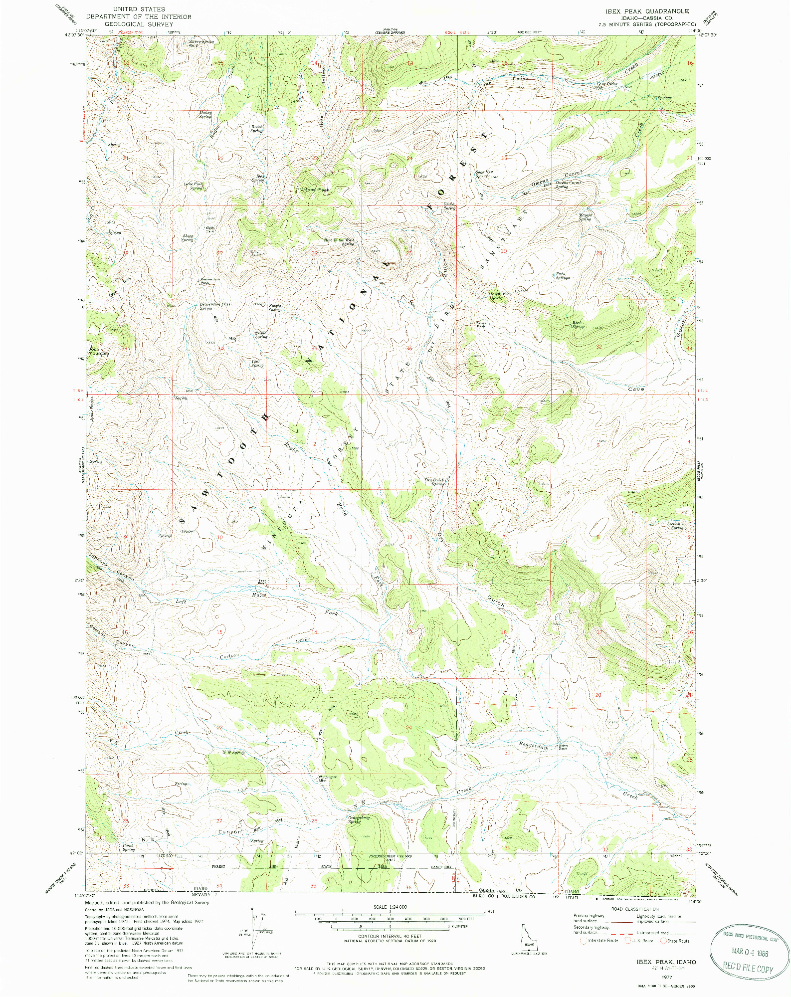 USGS 1:24000-SCALE QUADRANGLE FOR IBEX PEAK, ID 1977