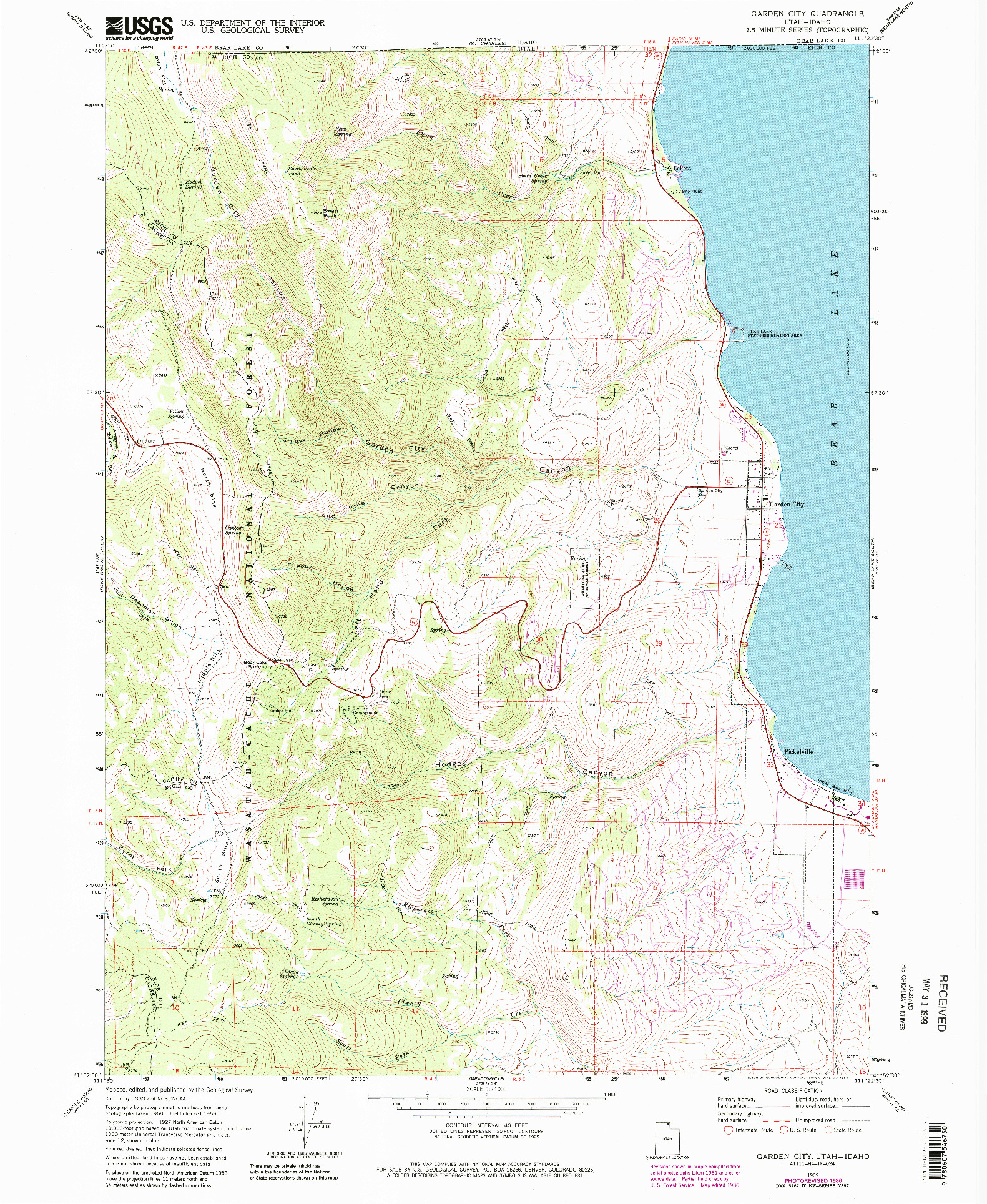 USGS 1:24000-SCALE QUADRANGLE FOR GARDEN CITY, UT 1969