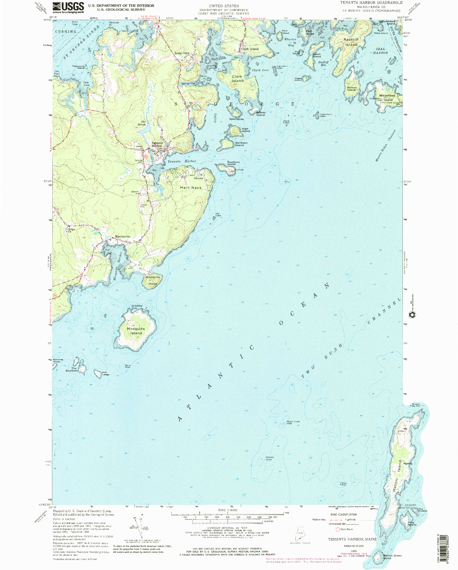 USGS 1:24000-SCALE QUADRANGLE FOR TENANTS HARBOR, ME 1955