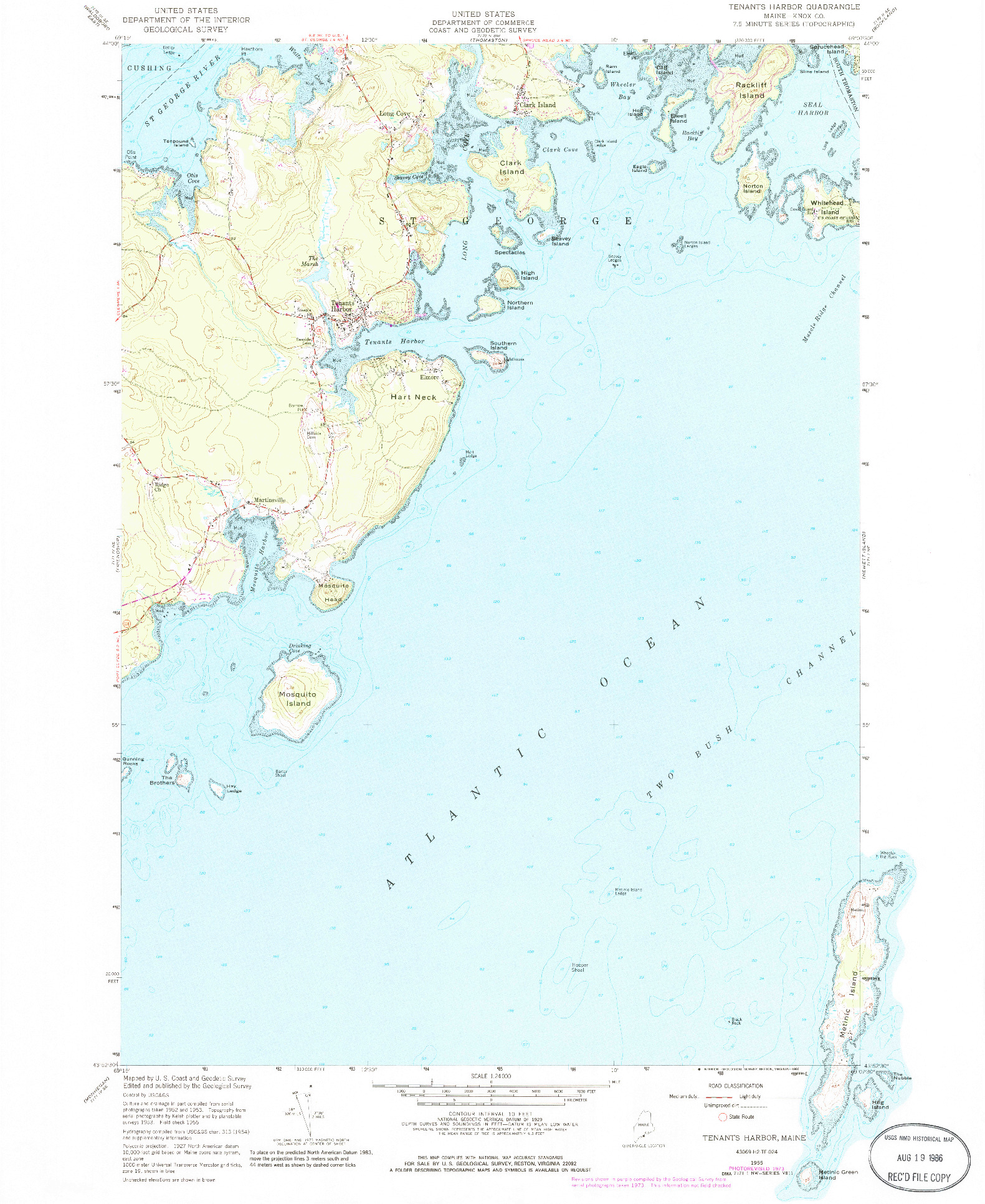 USGS 1:24000-SCALE QUADRANGLE FOR TENANTS HARBOR, ME 1955