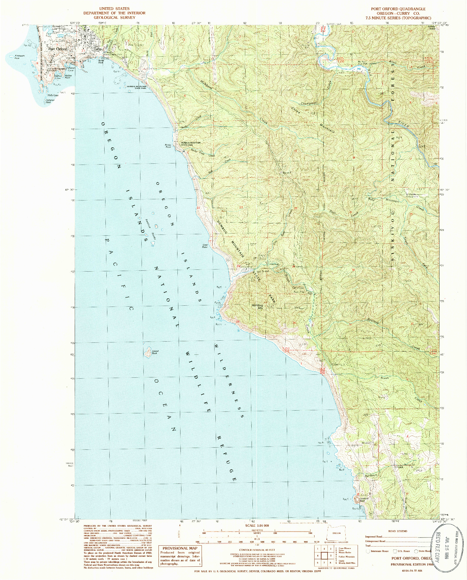 USGS 1:24000-SCALE QUADRANGLE FOR PORT ORFORD, OR 1986