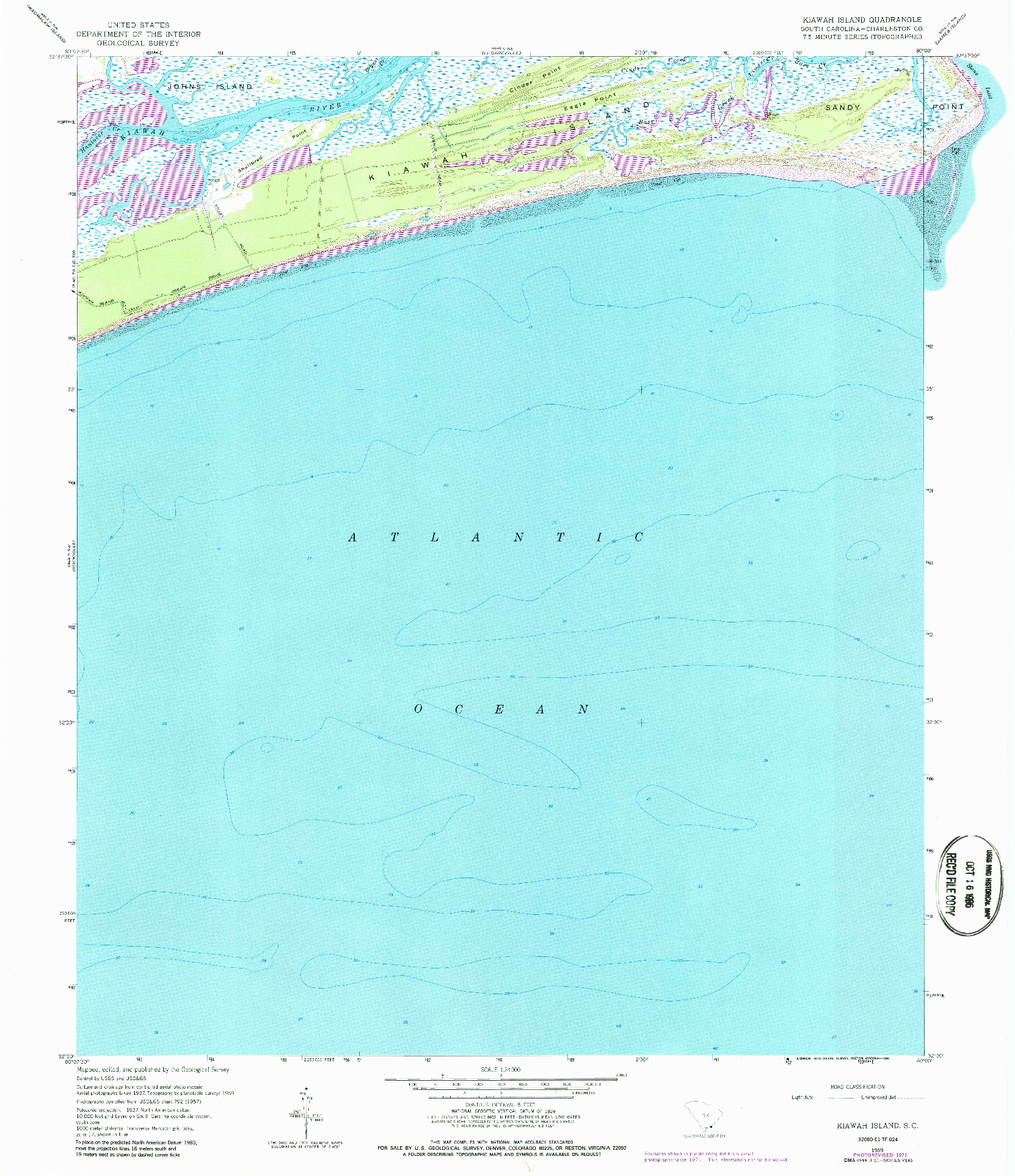 USGS 1:24000-SCALE QUADRANGLE FOR KIAWAH ISLAND, SC 1959