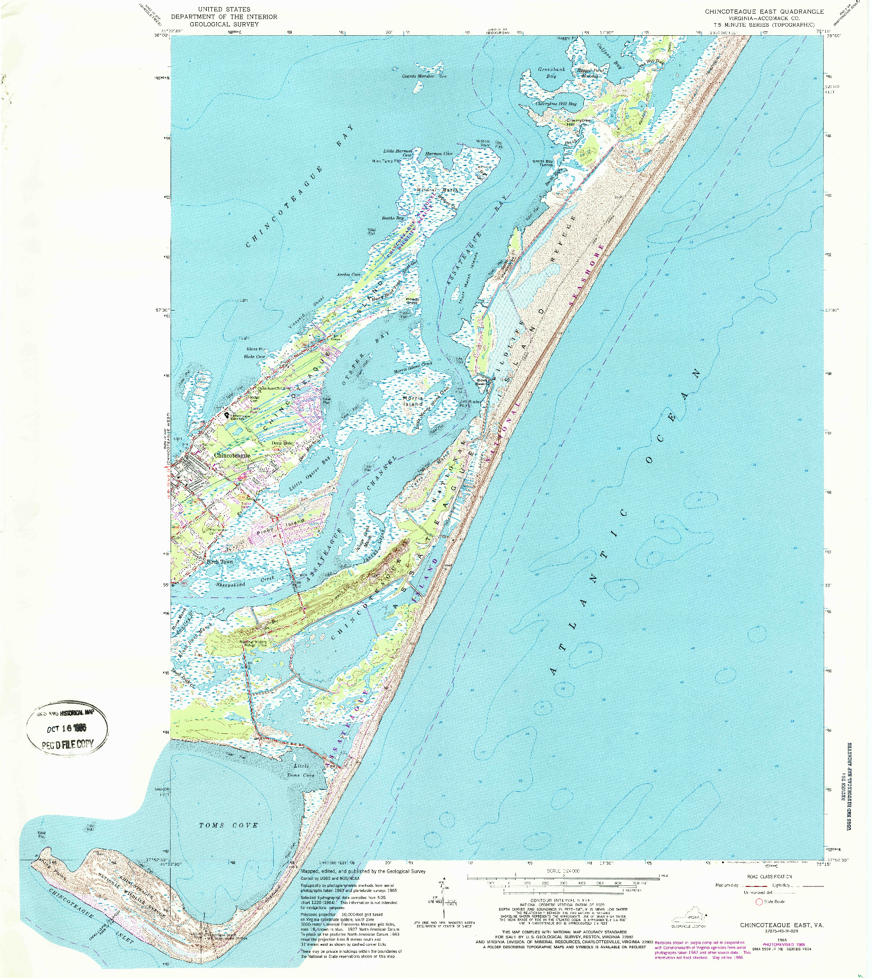 USGS 1:24000-SCALE QUADRANGLE FOR CHINCOTEAGUE EAST, VA 1965