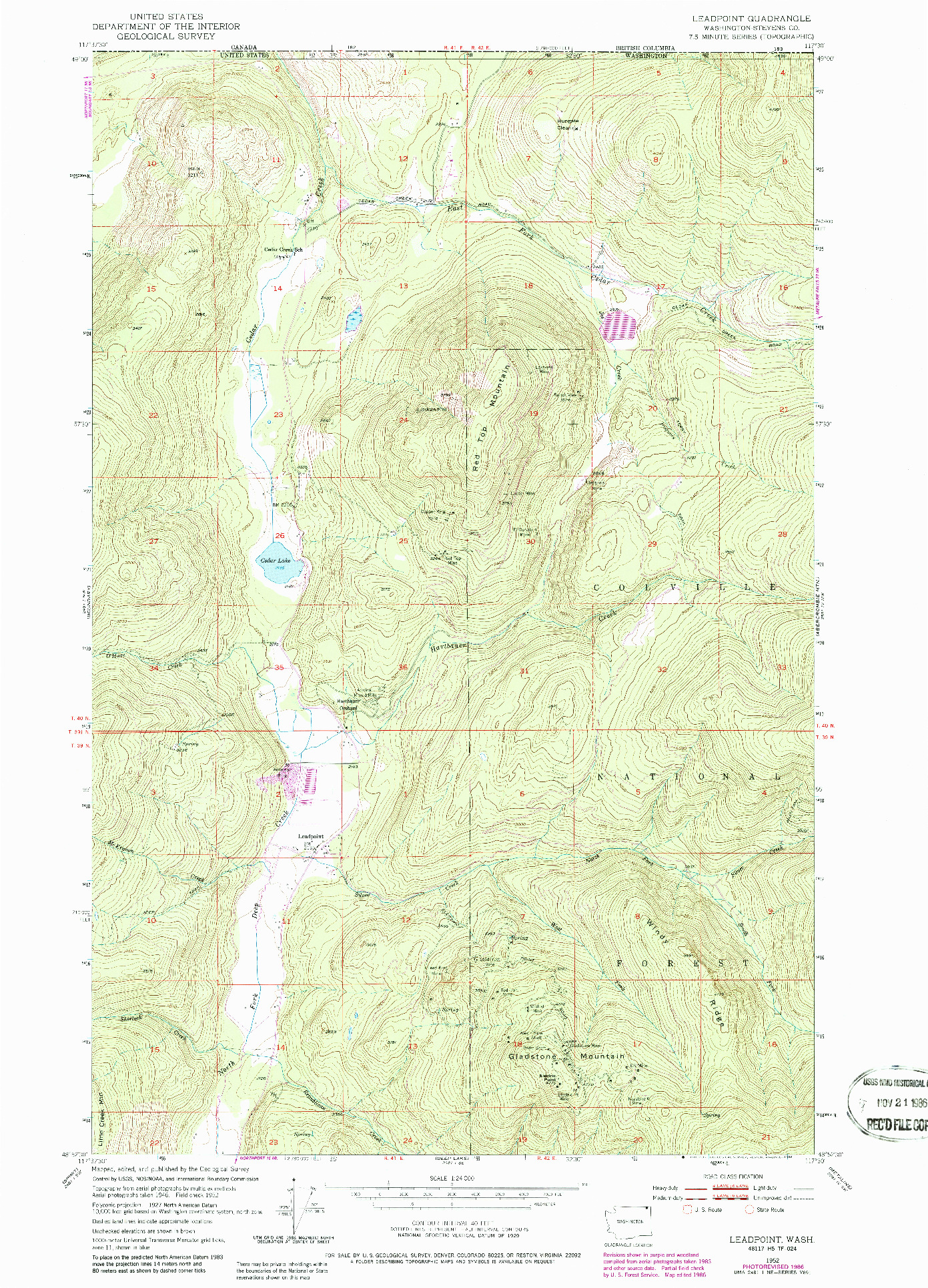 USGS 1:24000-SCALE QUADRANGLE FOR LEADPOINT, WA 1952