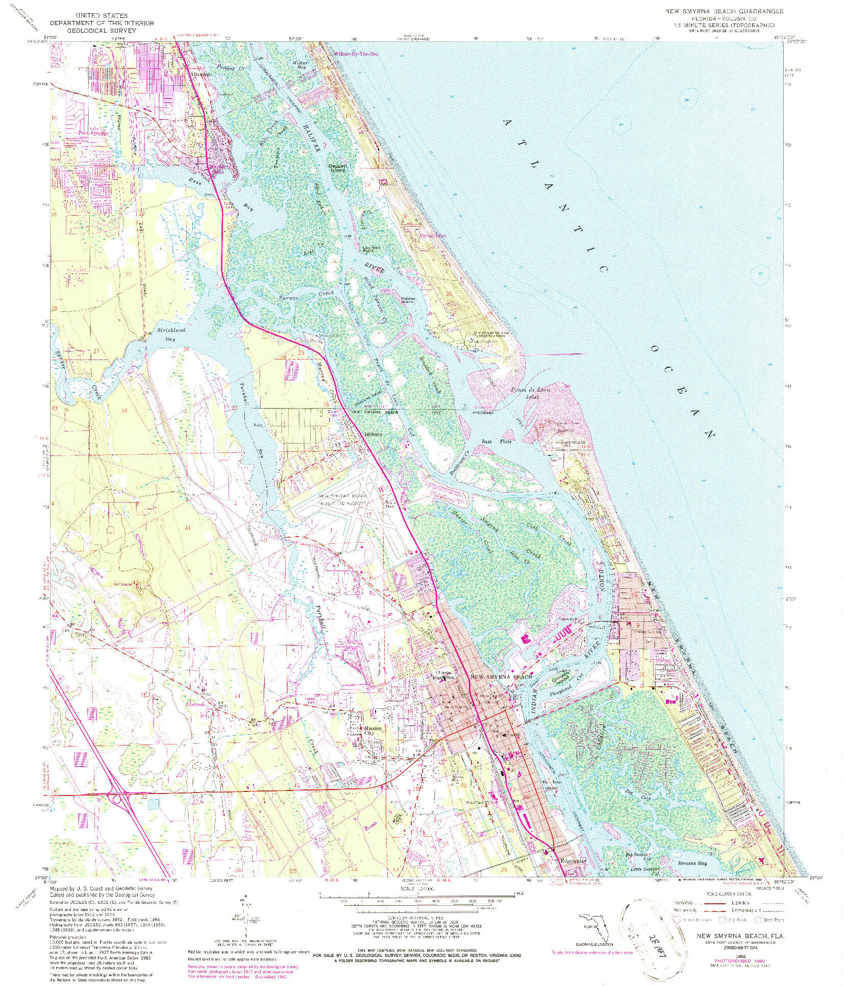 USGS 1:24000-SCALE QUADRANGLE FOR NEW SMYRNA BEACH, FL 1956