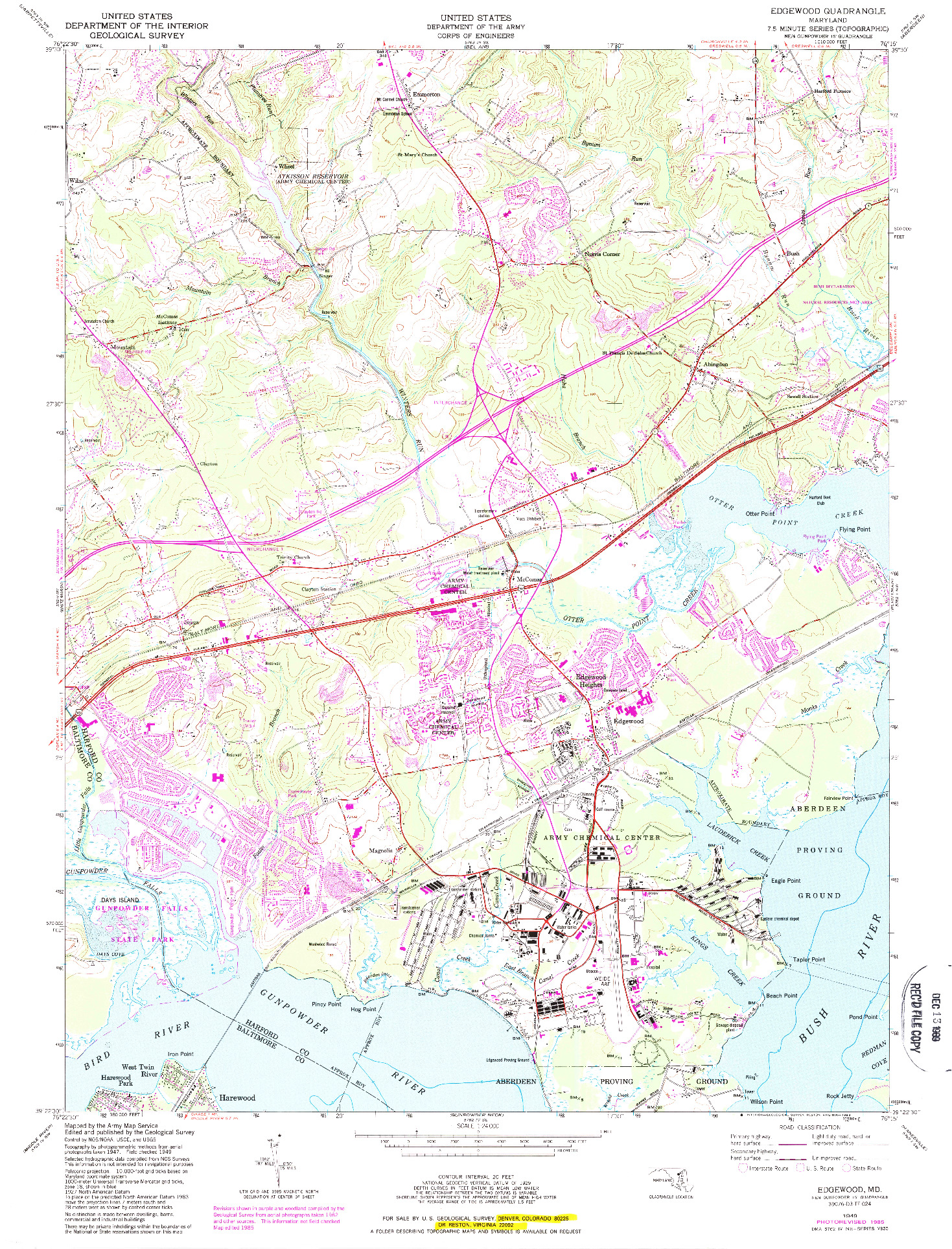 USGS 1:24000-SCALE QUADRANGLE FOR EDGEWOOD, MD 1949