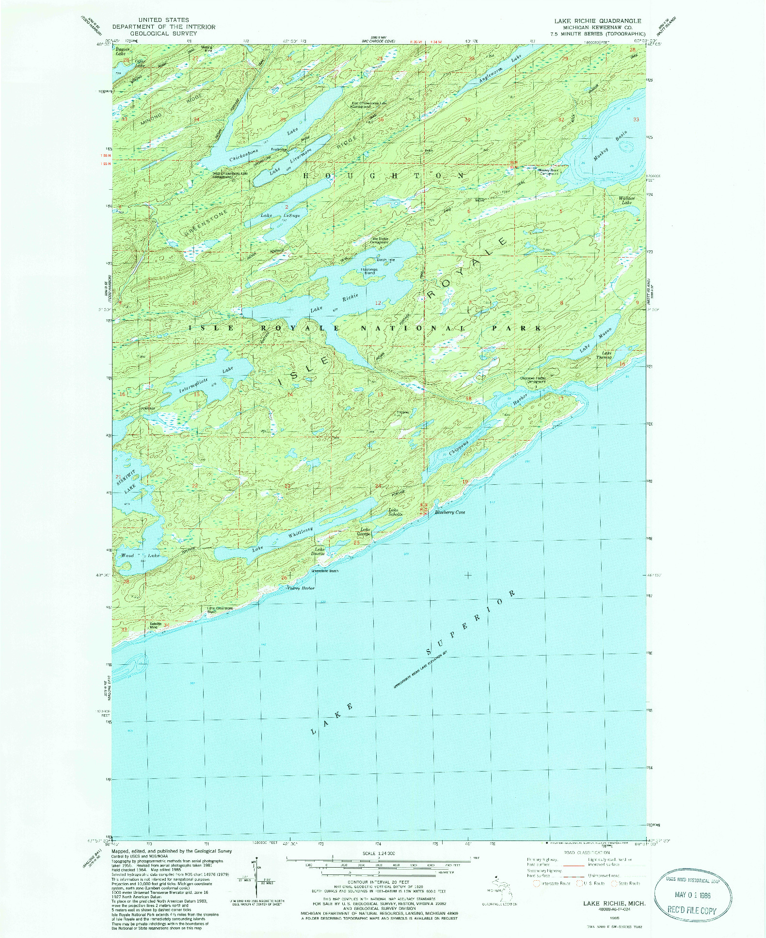 USGS 1:24000-SCALE QUADRANGLE FOR LAKE RICHIE, MI 1985
