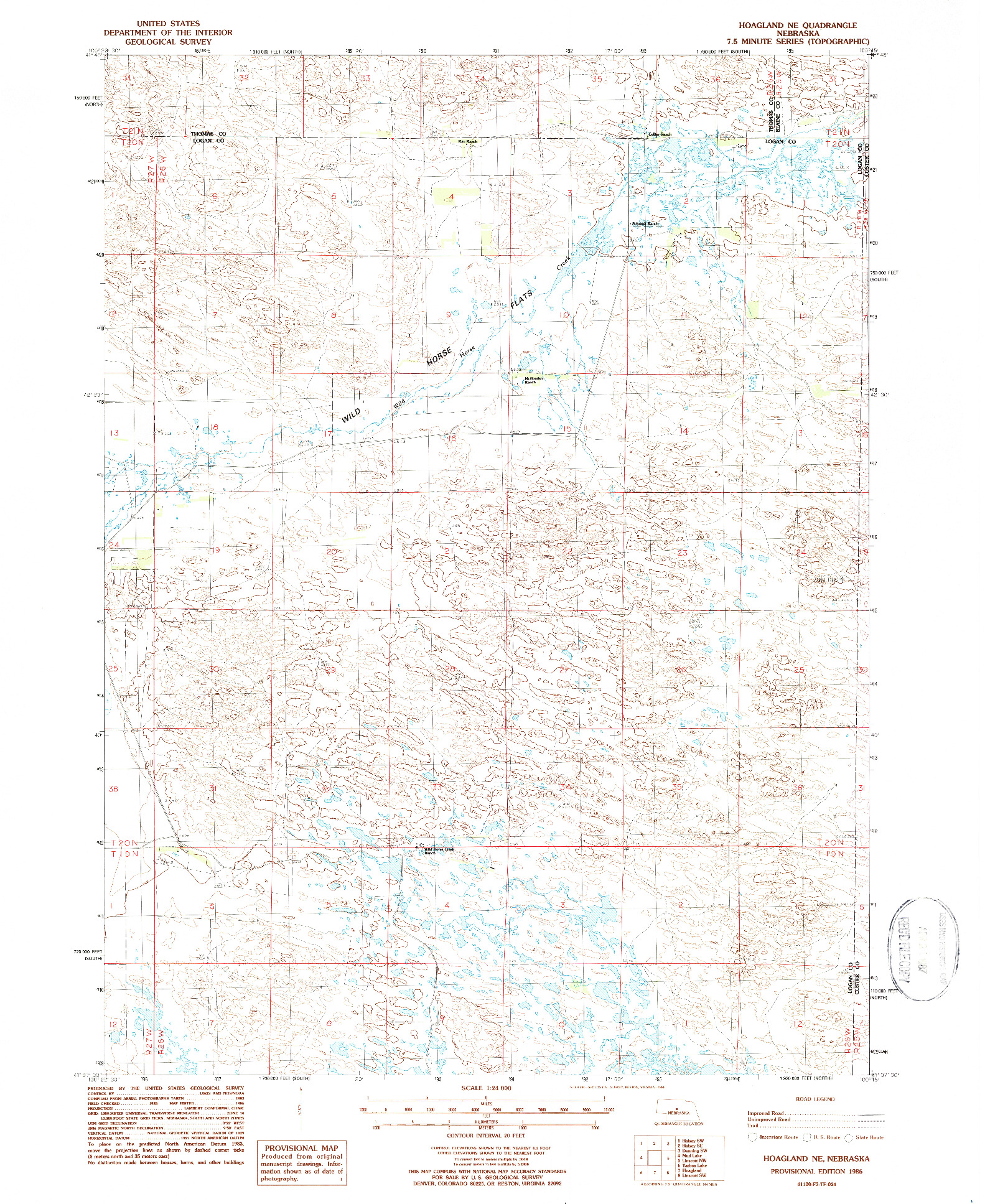 USGS 1:24000-SCALE QUADRANGLE FOR HOAGLAND NE, NE 1986