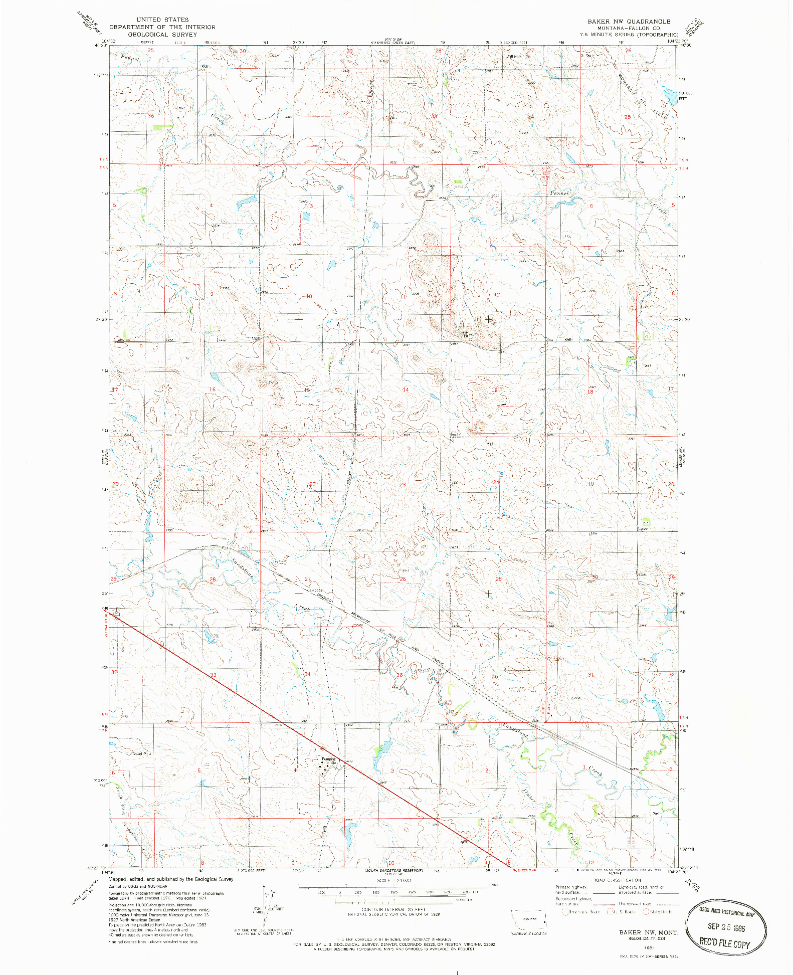 USGS 1:24000-SCALE QUADRANGLE FOR BAKER NW, MT 1981