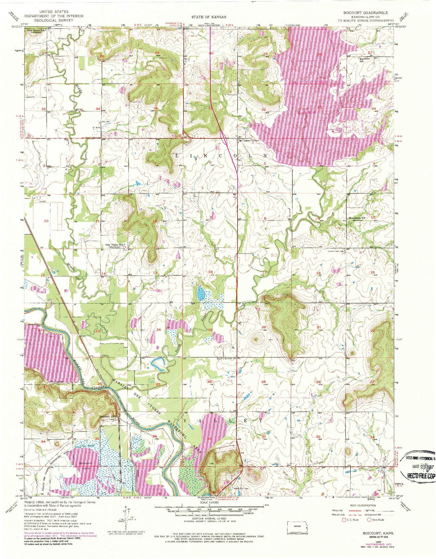 USGS 1:24000-SCALE QUADRANGLE FOR BOICOURT, KS 1986