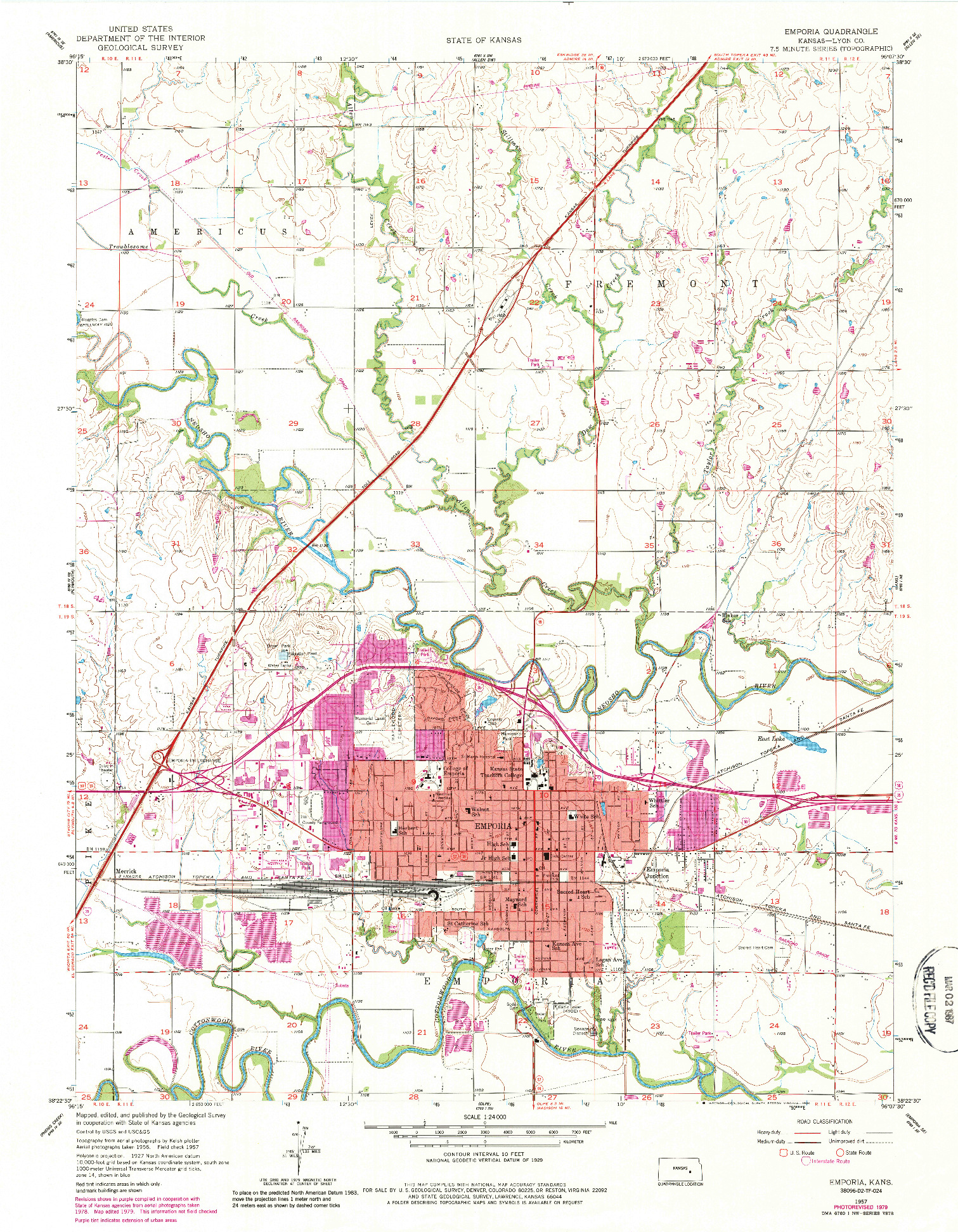 USGS 1:24000-SCALE QUADRANGLE FOR EMPORIA, KS 1957