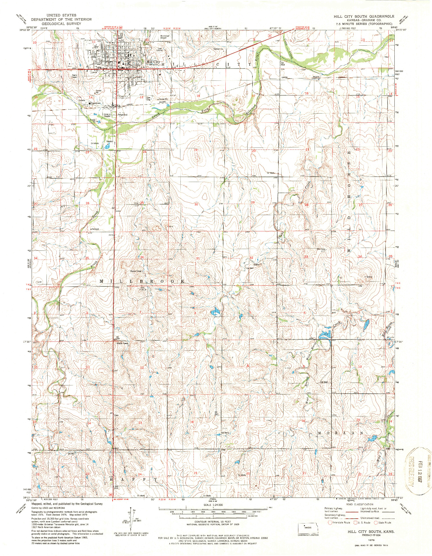 USGS 1:24000-SCALE QUADRANGLE FOR HILL CITY SOUTH, KS 1979