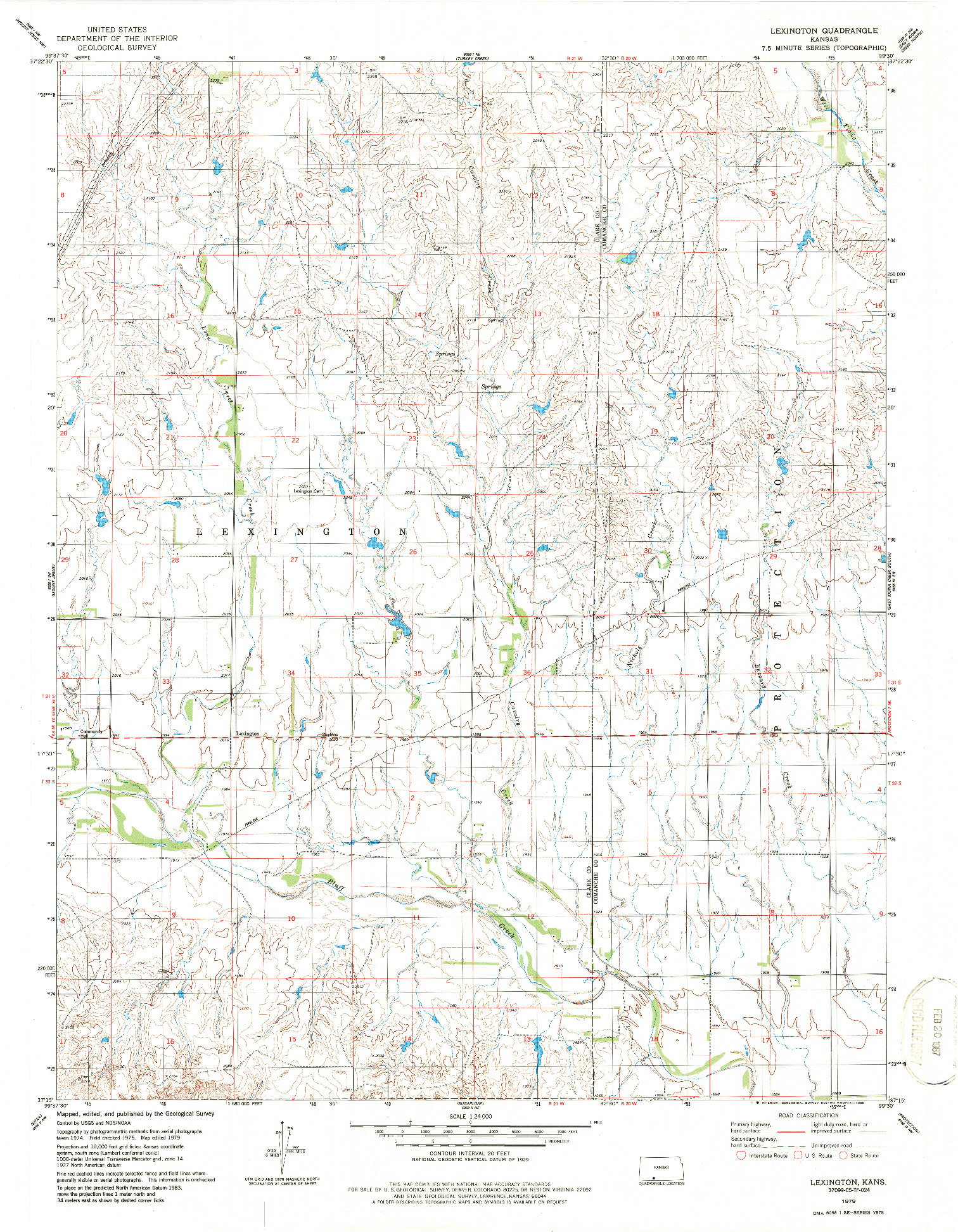 USGS 1:24000-SCALE QUADRANGLE FOR LEXINGTON, KS 1979