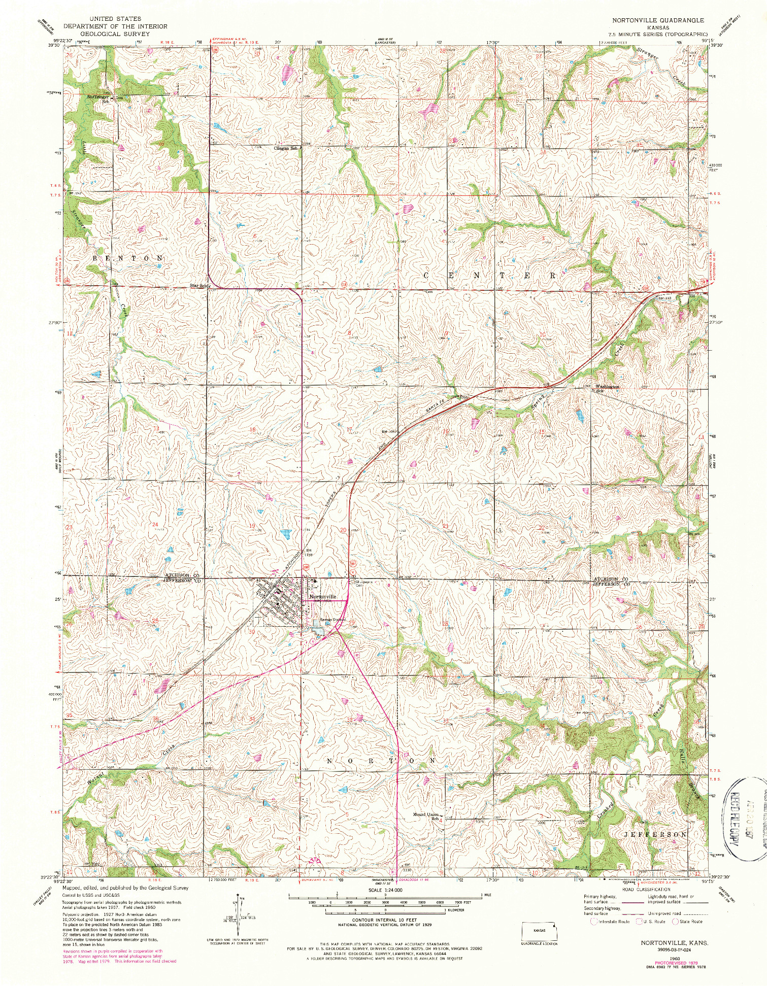 USGS 1:24000-SCALE QUADRANGLE FOR NORTONVILLE, KS 1960