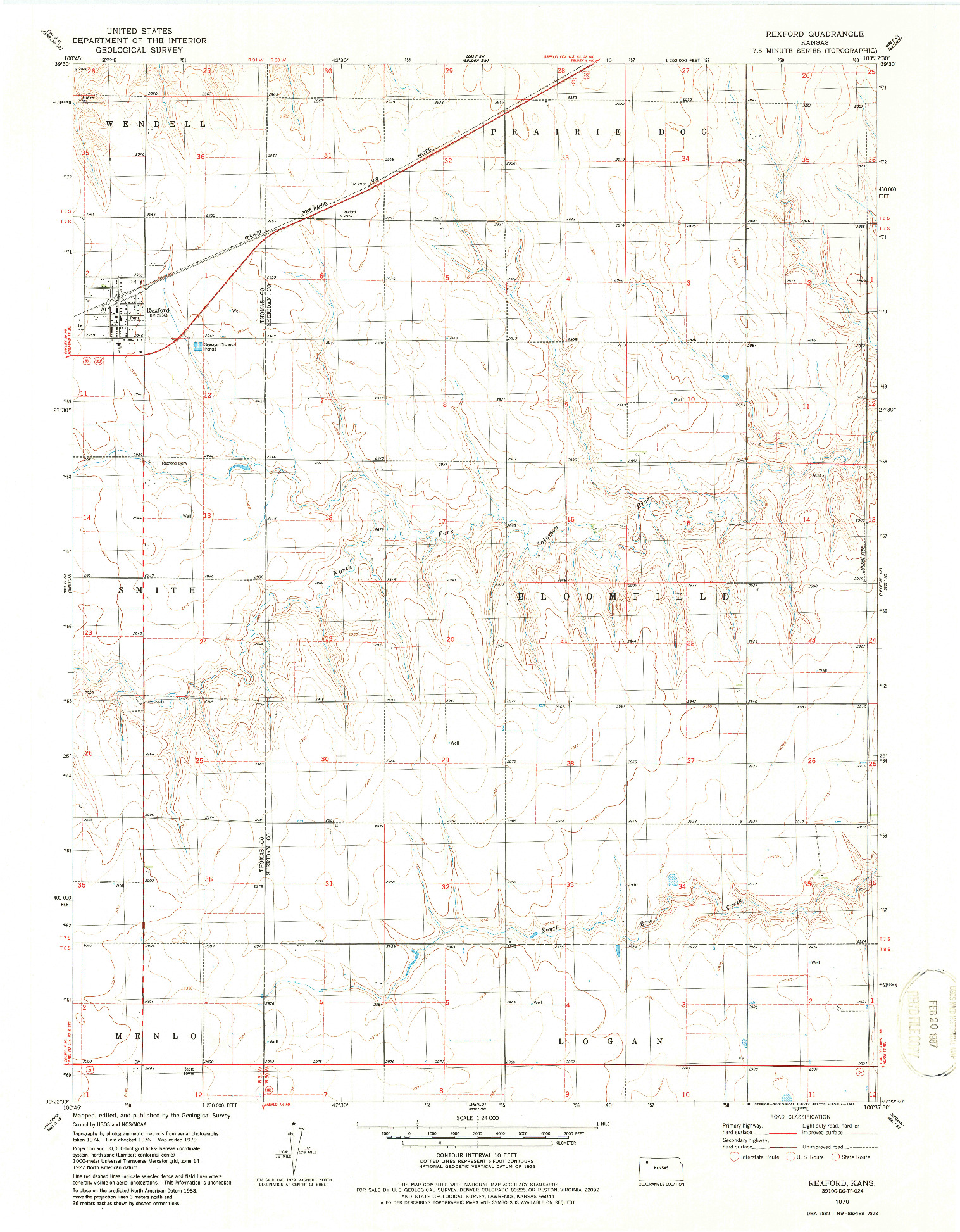 USGS 1:24000-SCALE QUADRANGLE FOR REXFORD, KS 1979