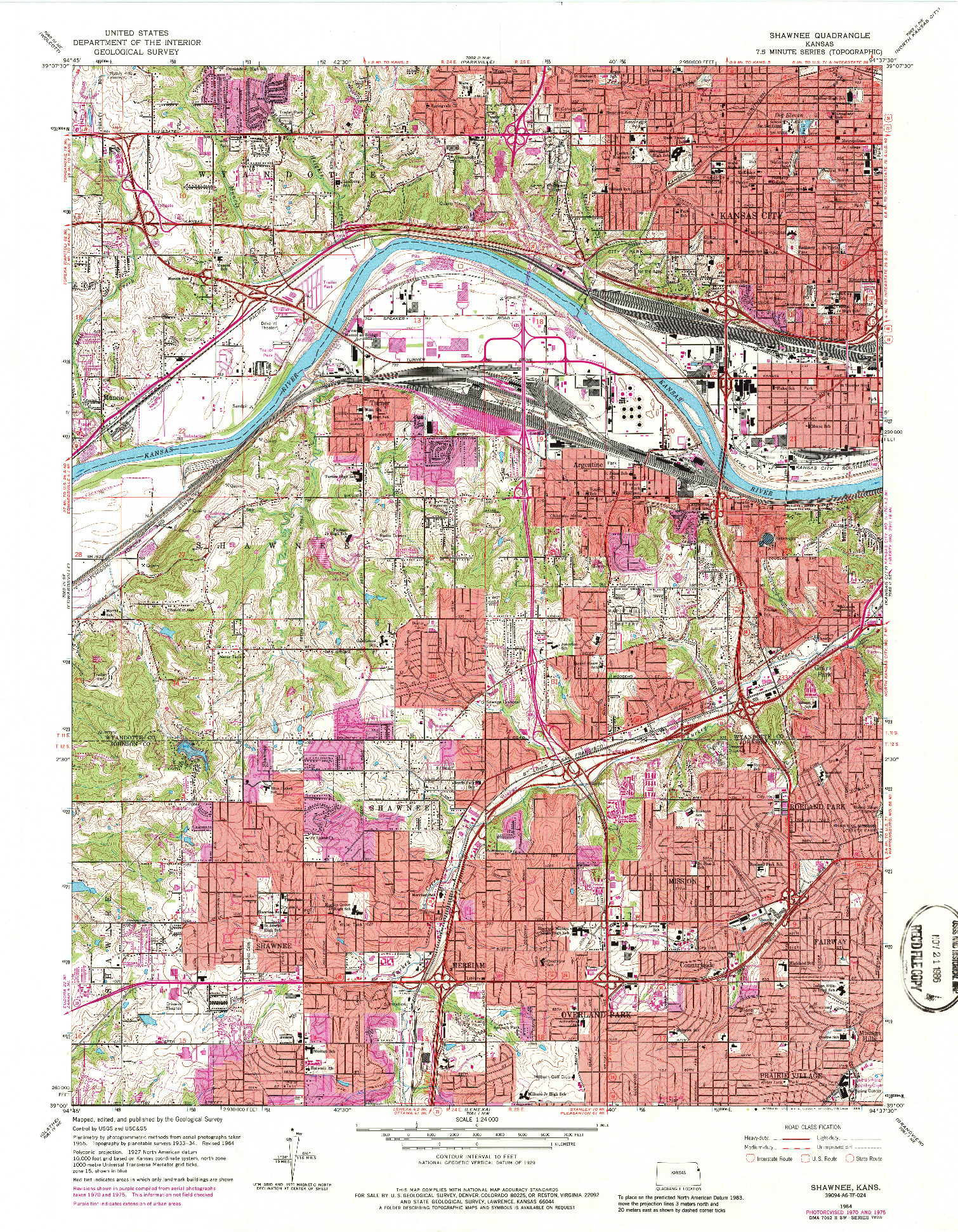 USGS 1:24000-SCALE QUADRANGLE FOR SHAWNEE, KS 1964