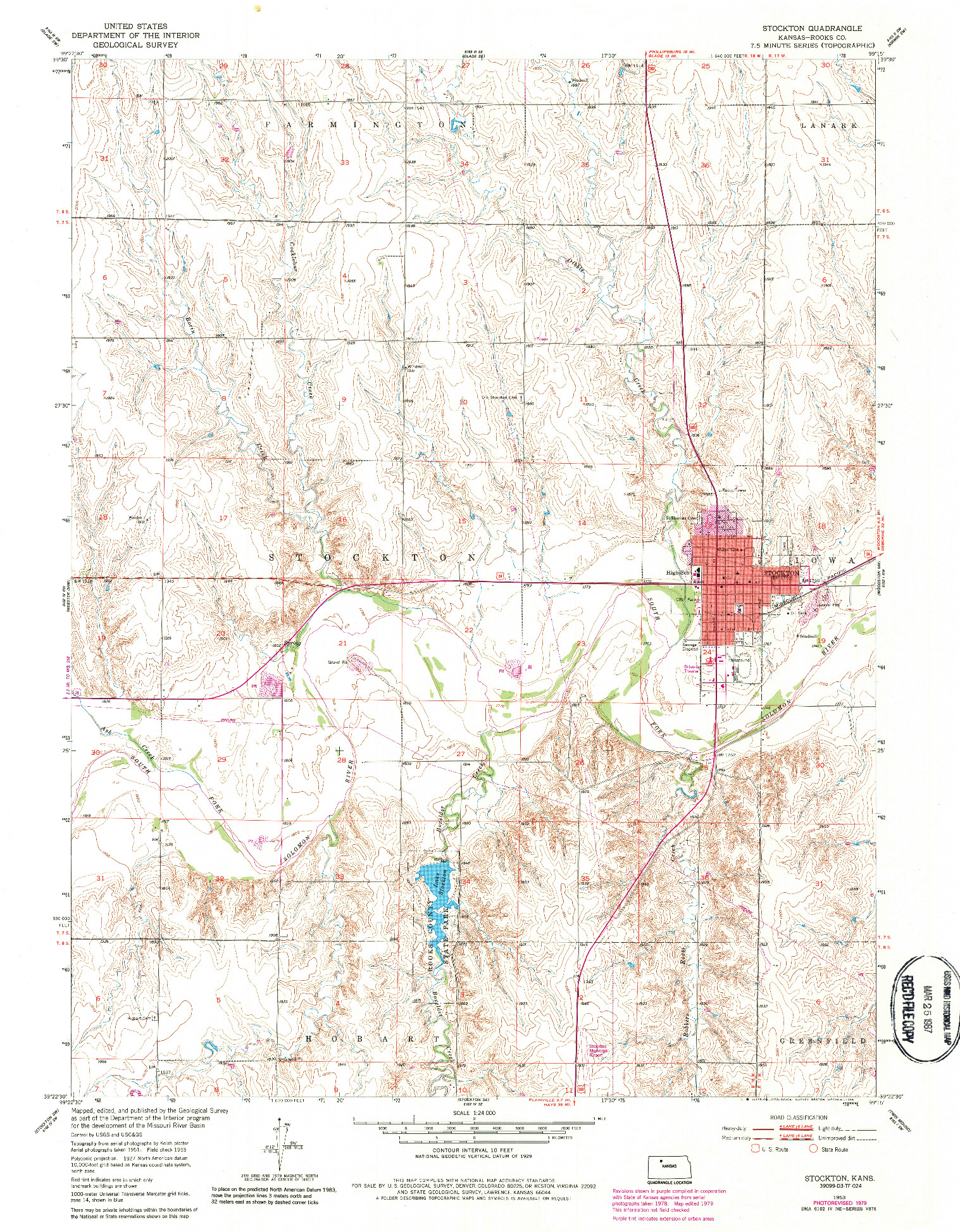 USGS 1:24000-SCALE QUADRANGLE FOR STOCKTON, KS 1953