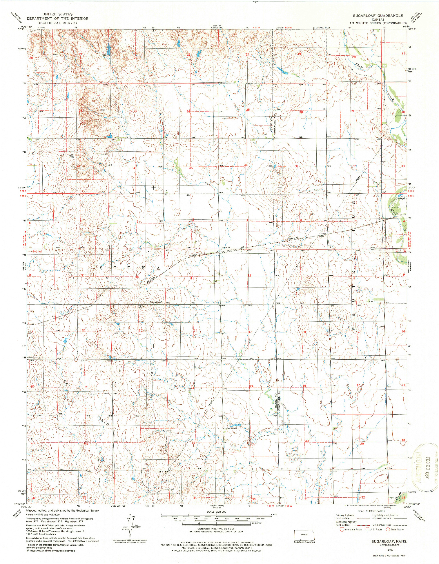USGS 1:24000-SCALE QUADRANGLE FOR SUGARLOAF, KS 1979