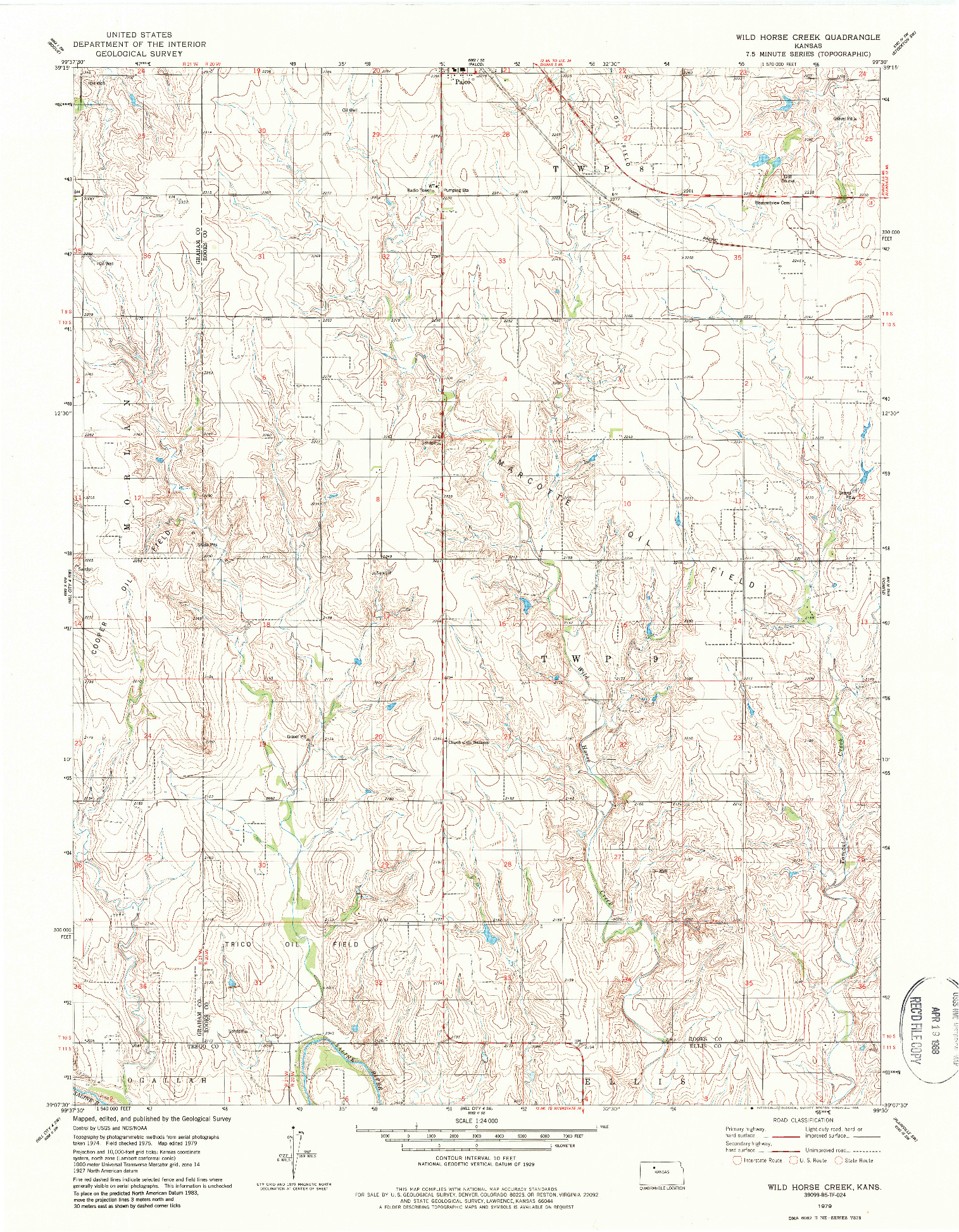 USGS 1:24000-SCALE QUADRANGLE FOR WILD HORSE CREEK, KS 1979