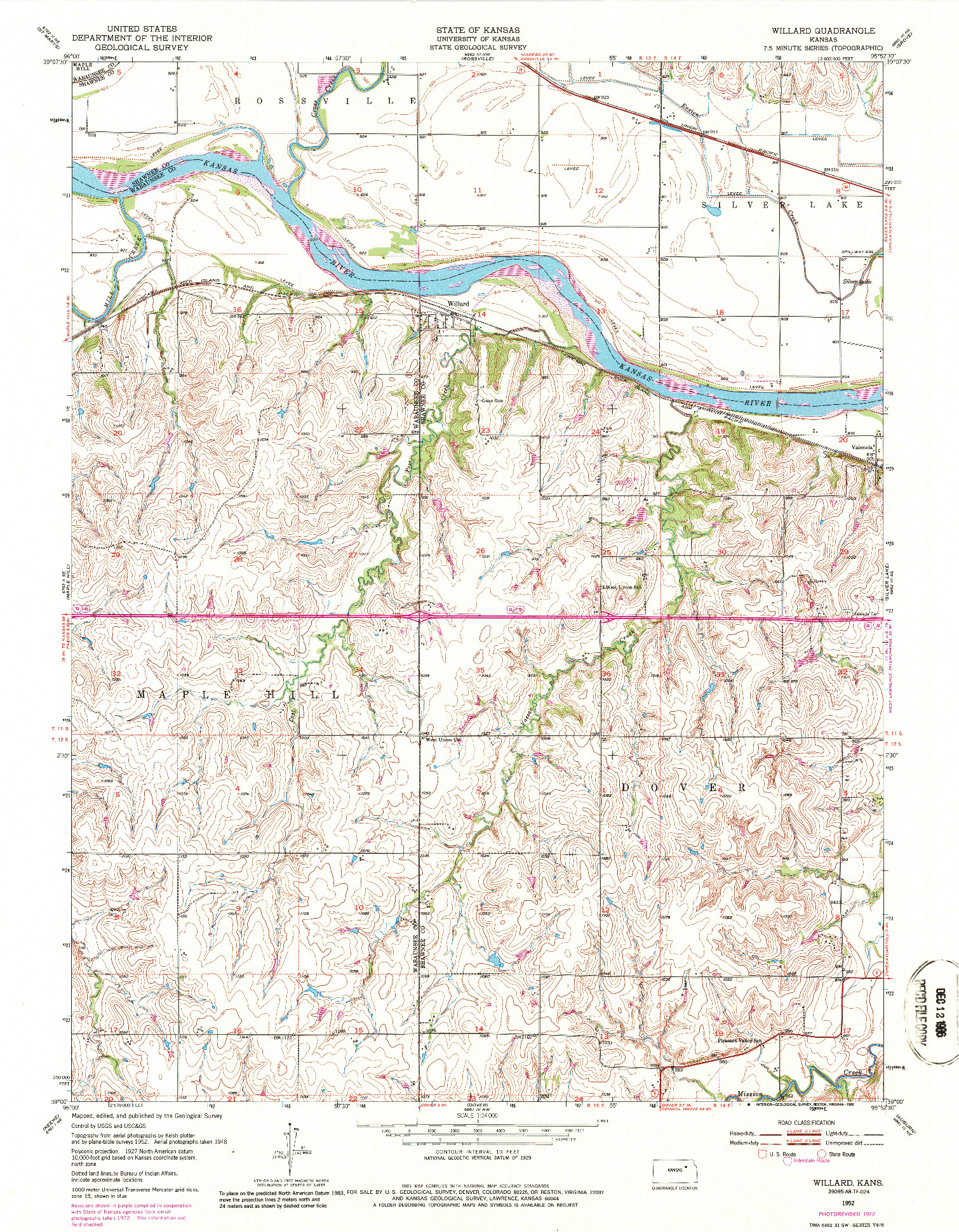 USGS 1:24000-SCALE QUADRANGLE FOR WILLARD, KS 1952