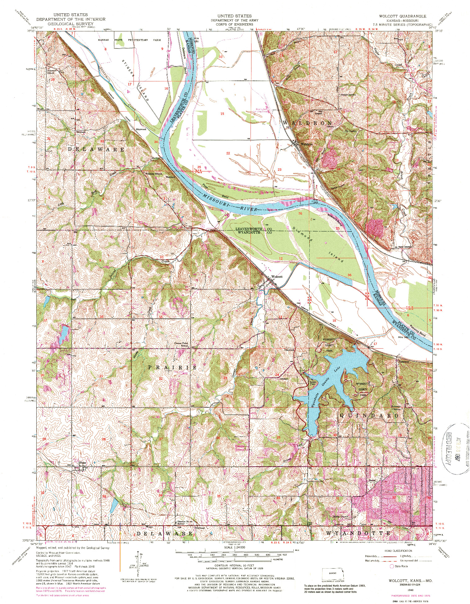 USGS 1:24000-SCALE QUADRANGLE FOR WOLCOTT, KS 1948