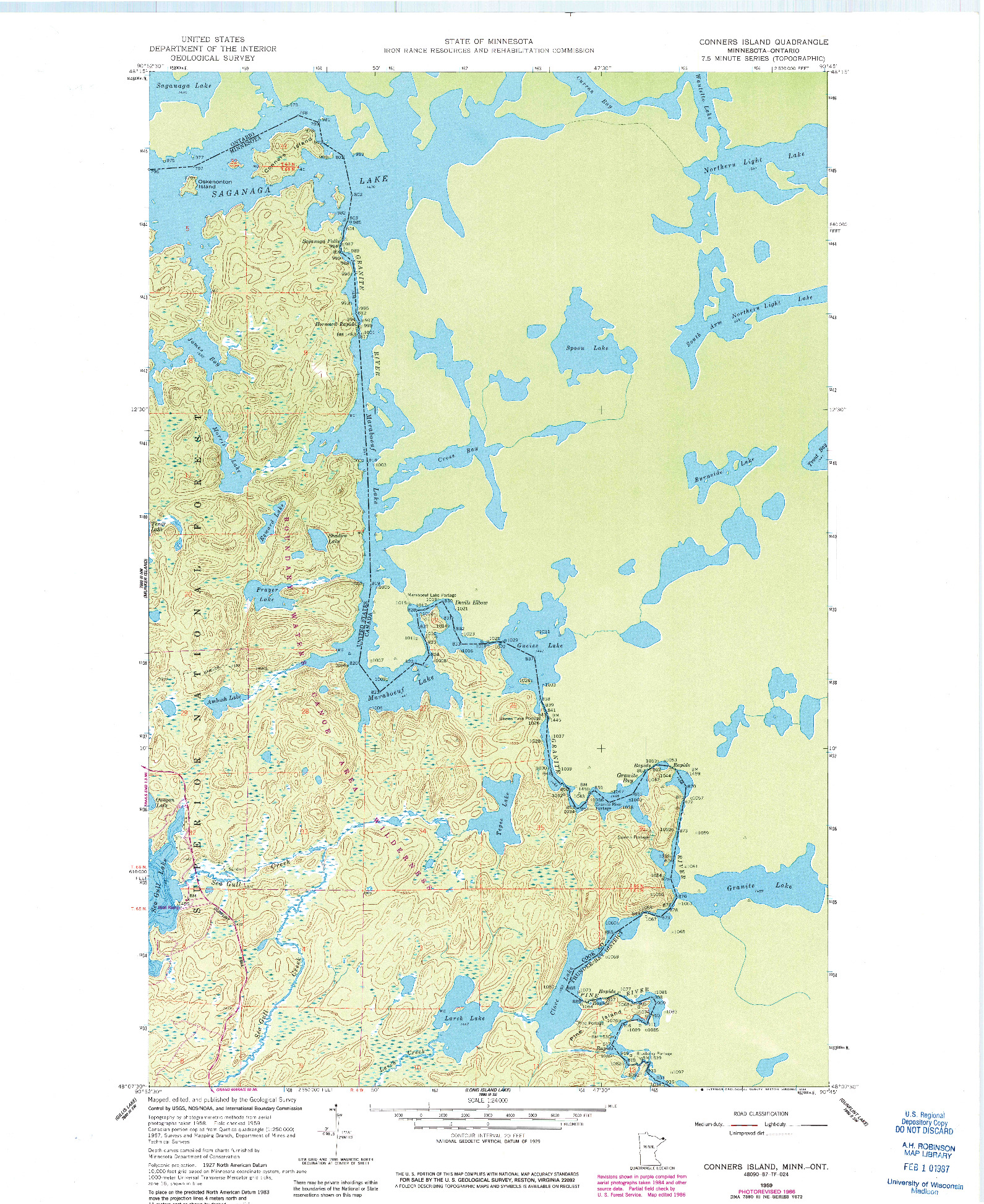 USGS 1:24000-SCALE QUADRANGLE FOR CONNERS ISLAND, MN 1959