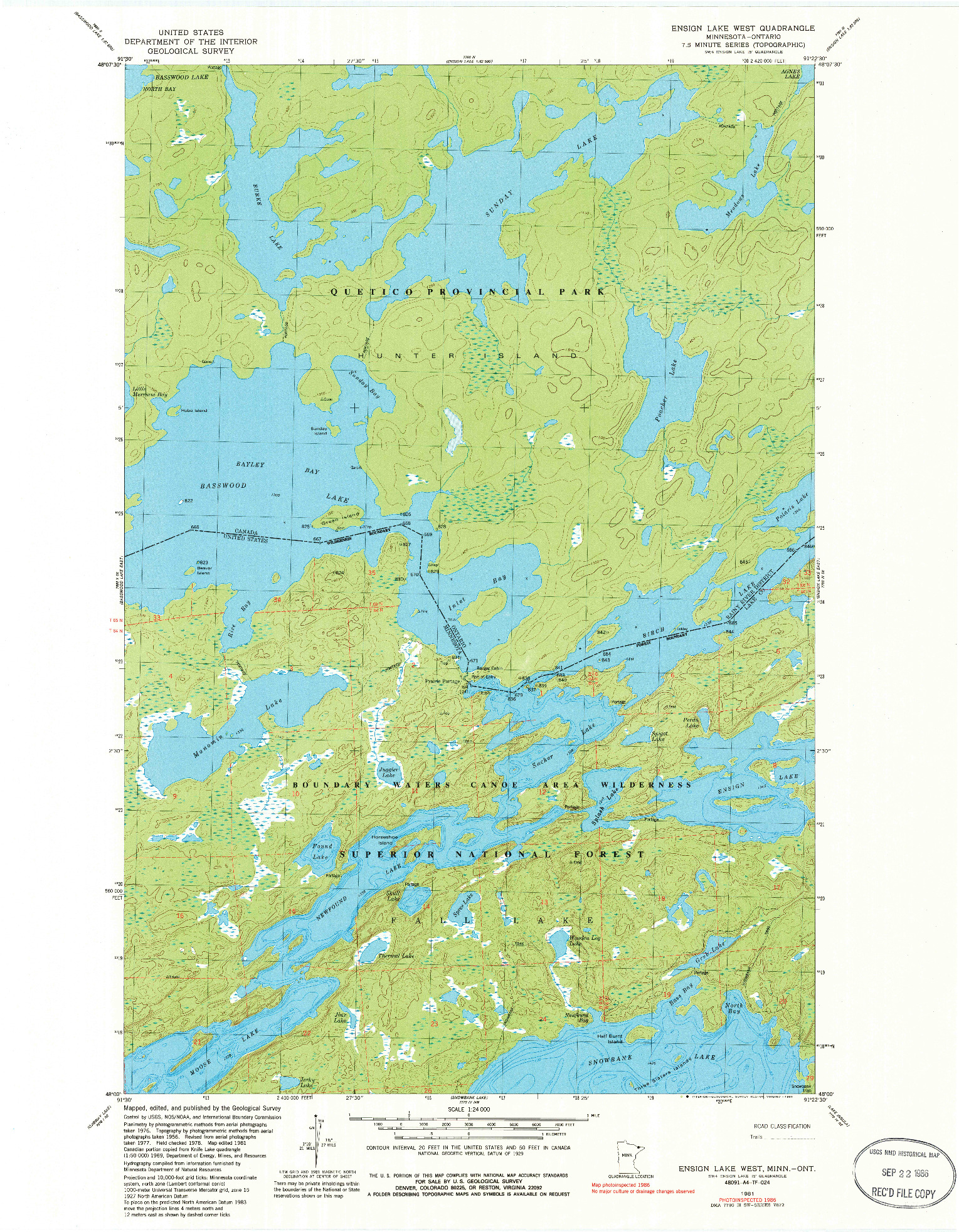 USGS 1:24000-SCALE QUADRANGLE FOR ENSIGN LAKE WEST, MN 1981