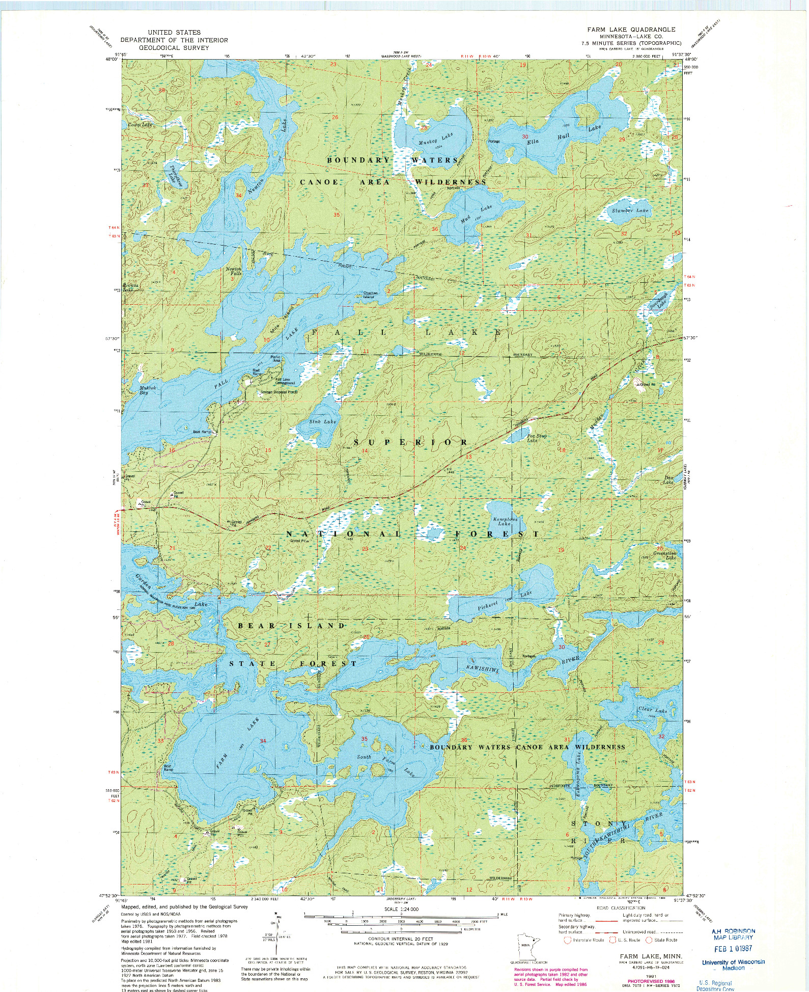 USGS 1:24000-SCALE QUADRANGLE FOR FARM LAKE, MN 1981