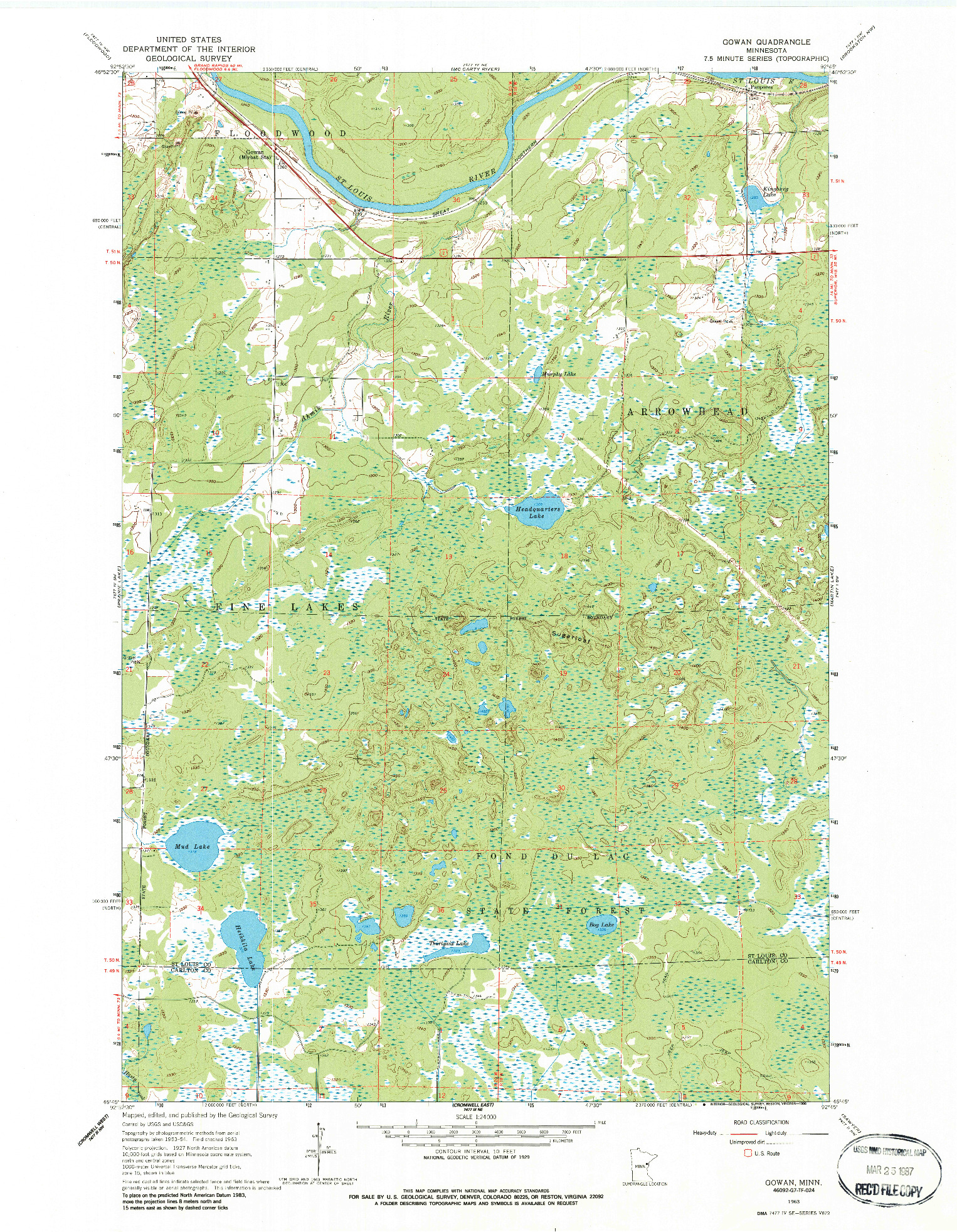 USGS 1:24000-SCALE QUADRANGLE FOR GOWAN, MN 1963