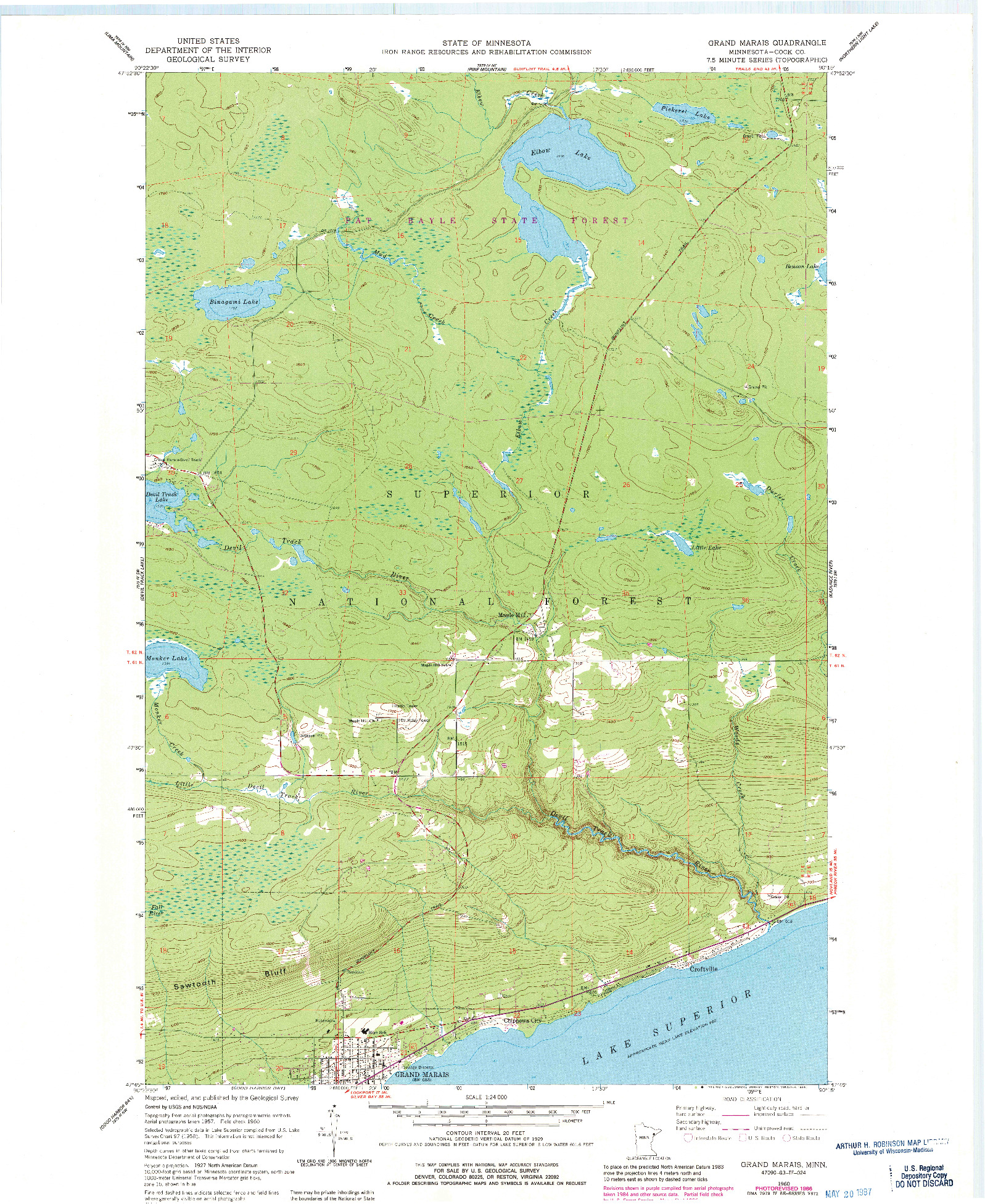 USGS 1:24000-SCALE QUADRANGLE FOR GRAND MARAIS, MN 1960